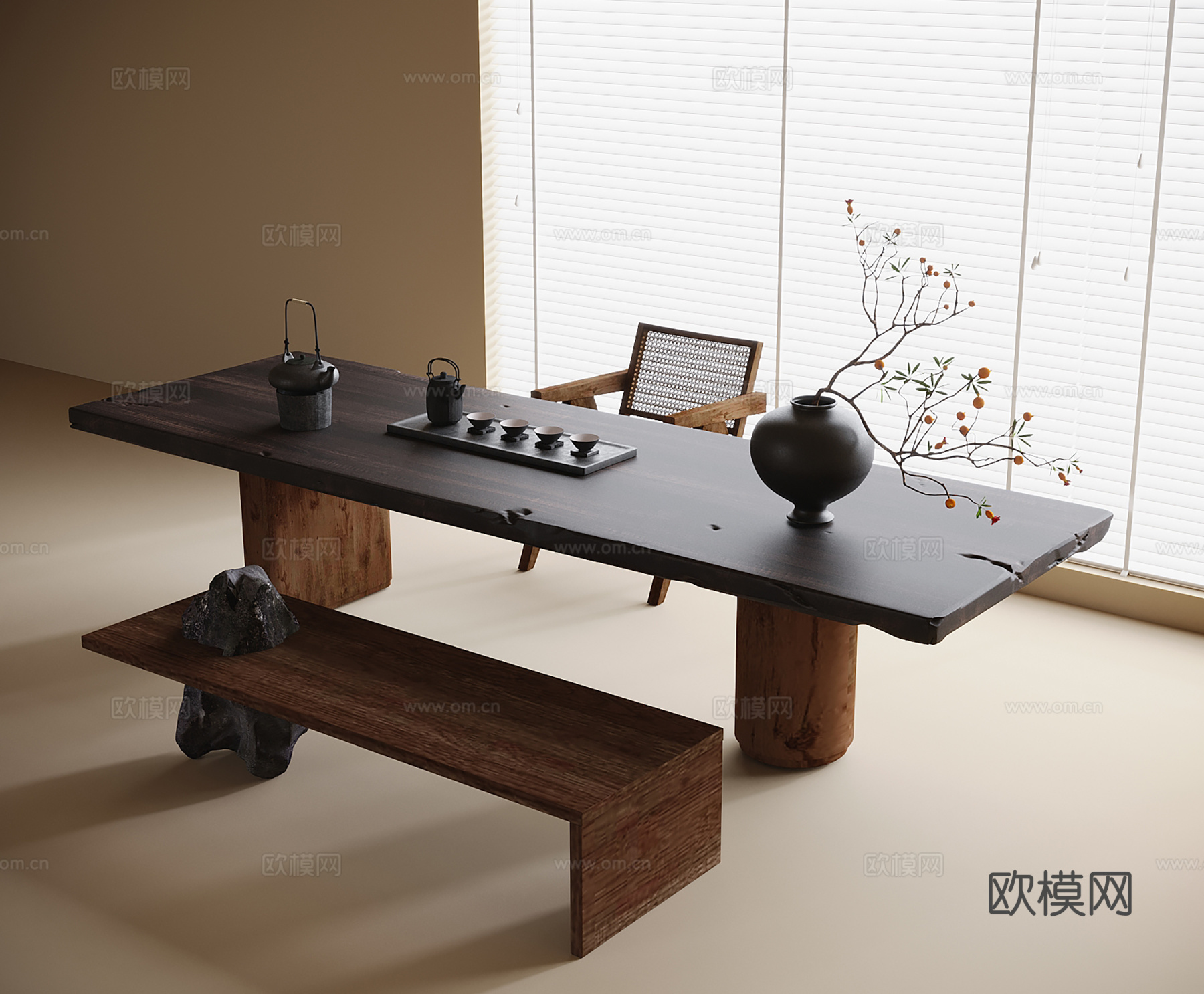 现代茶桌椅 茶桌 茶椅su模型