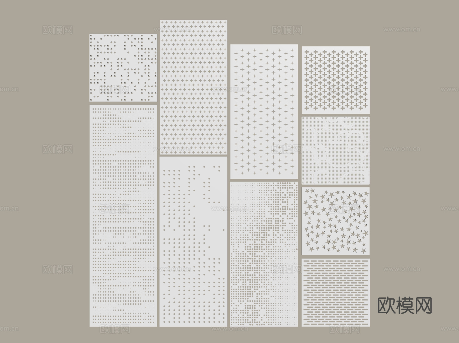 现代穿孔板 冲孔板 镂空铝板su模型