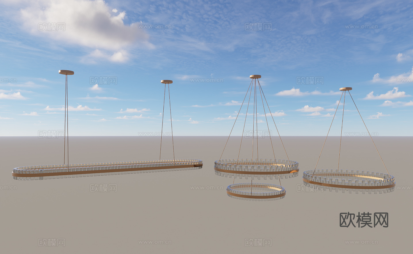 现代轻奢金属吊灯餐厅吊灯 金属吊灯 餐厅吊灯 多头吊灯su模型