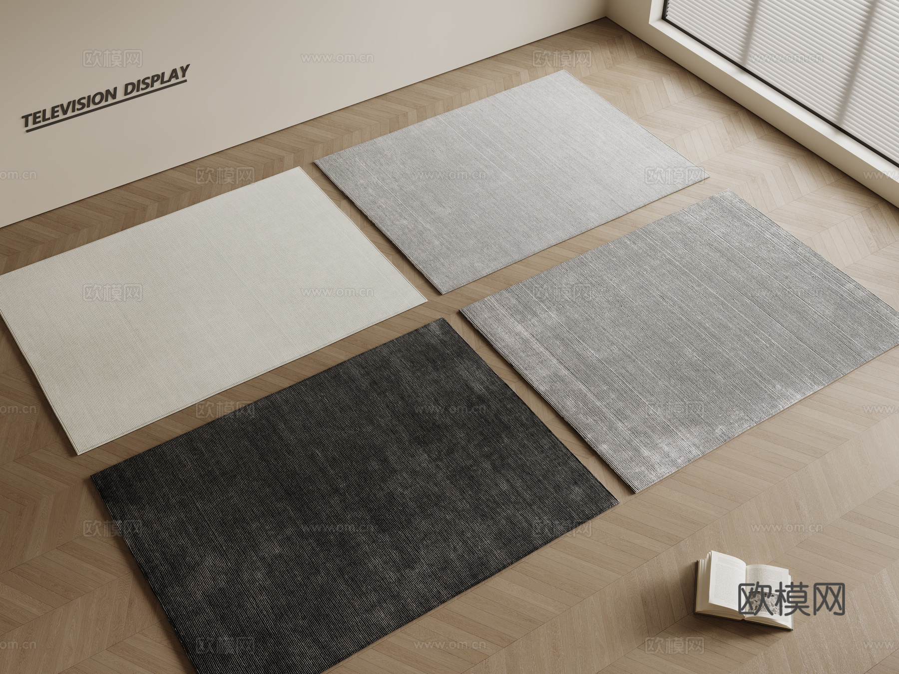 现代简约地毯 方形地毯 粗布地毯 客厅地毯 奶油风地毯su模型