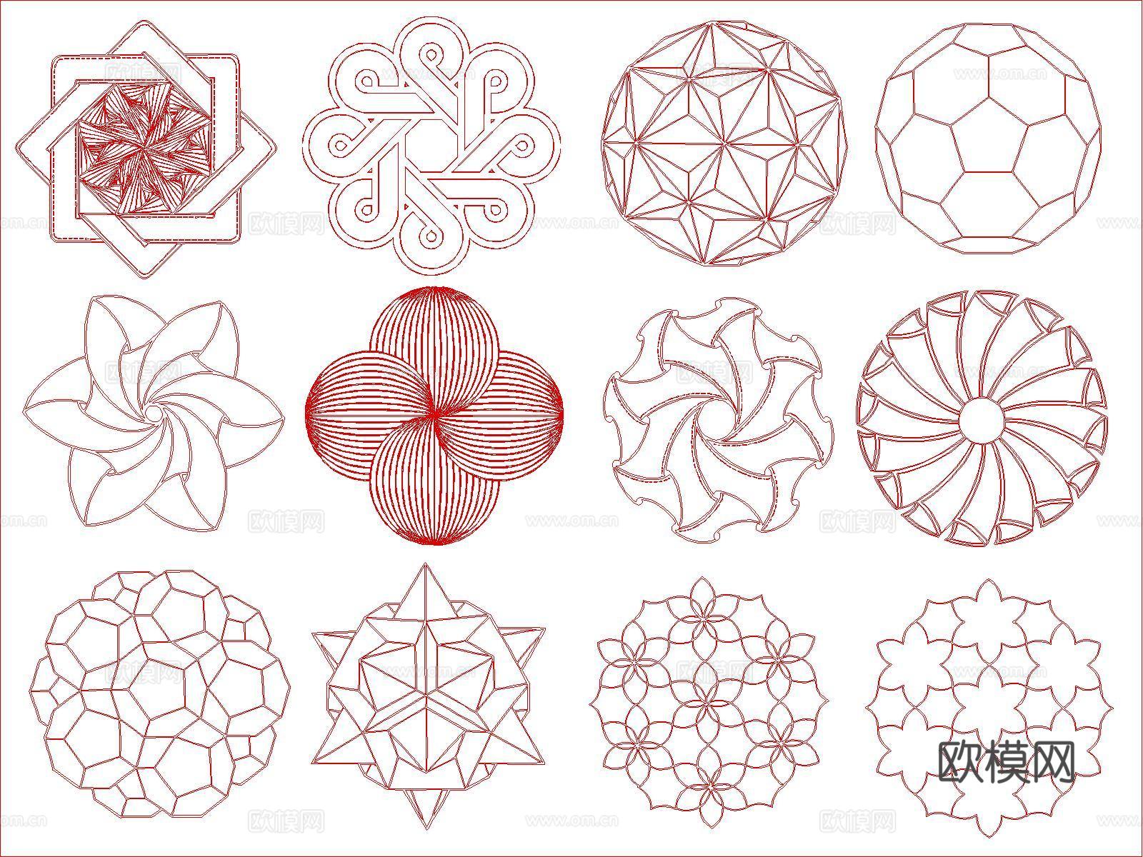 几何花朵图案cad施工图
