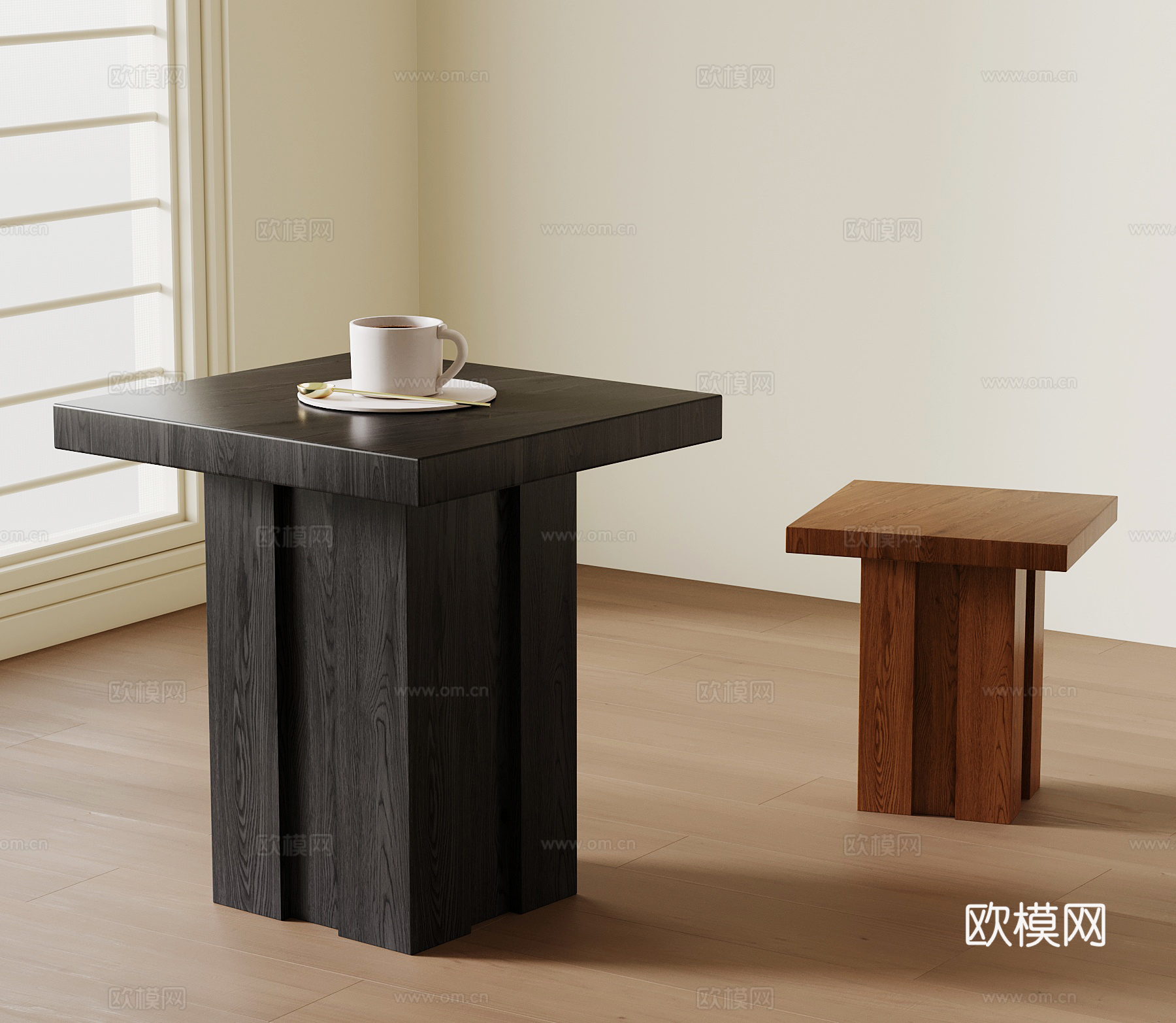 法式中古边几 实木边几 复古边几su模型