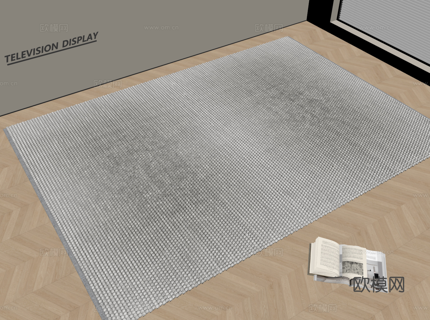 现代奶油风地毯 方形地毯 编制地毯 客厅地毯 粗布地毯su模型