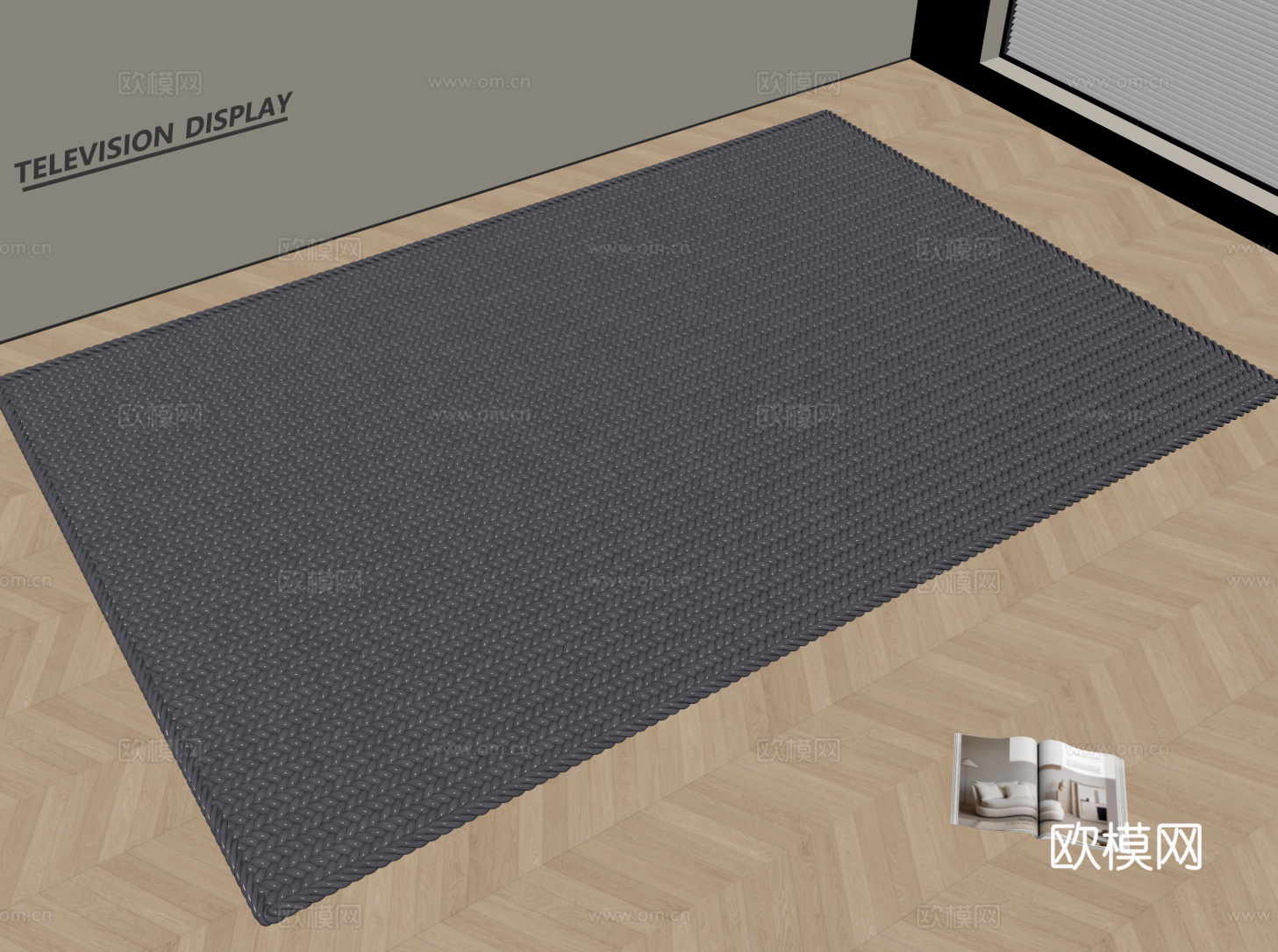 现代奶油风地毯 方形地毯 编制地毯 客厅地毯 粗布地毯su模型su模型