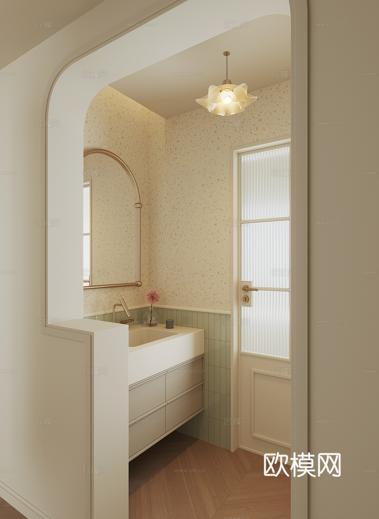 现代法式卫生间干区su模型