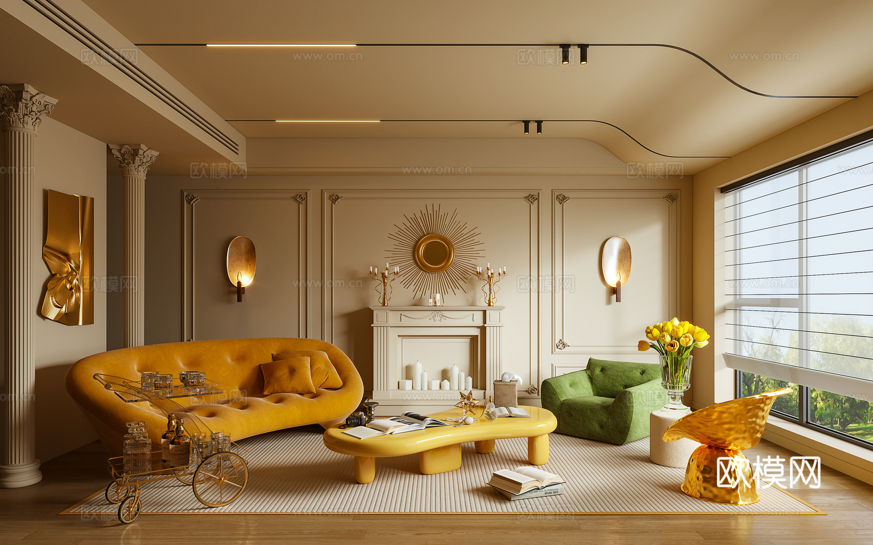 客厅 沙发 茶几 休闲椅 摆件3d模型下载