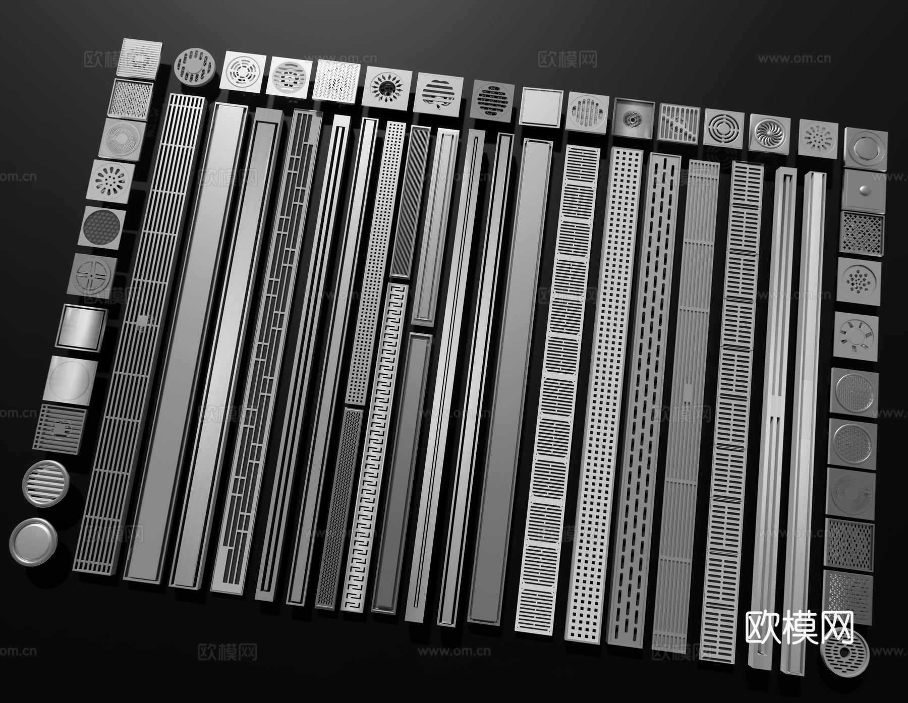 地漏 金属地漏 不锈钢地漏 防臭地漏不锈钢排水口隐形线性地漏su模型