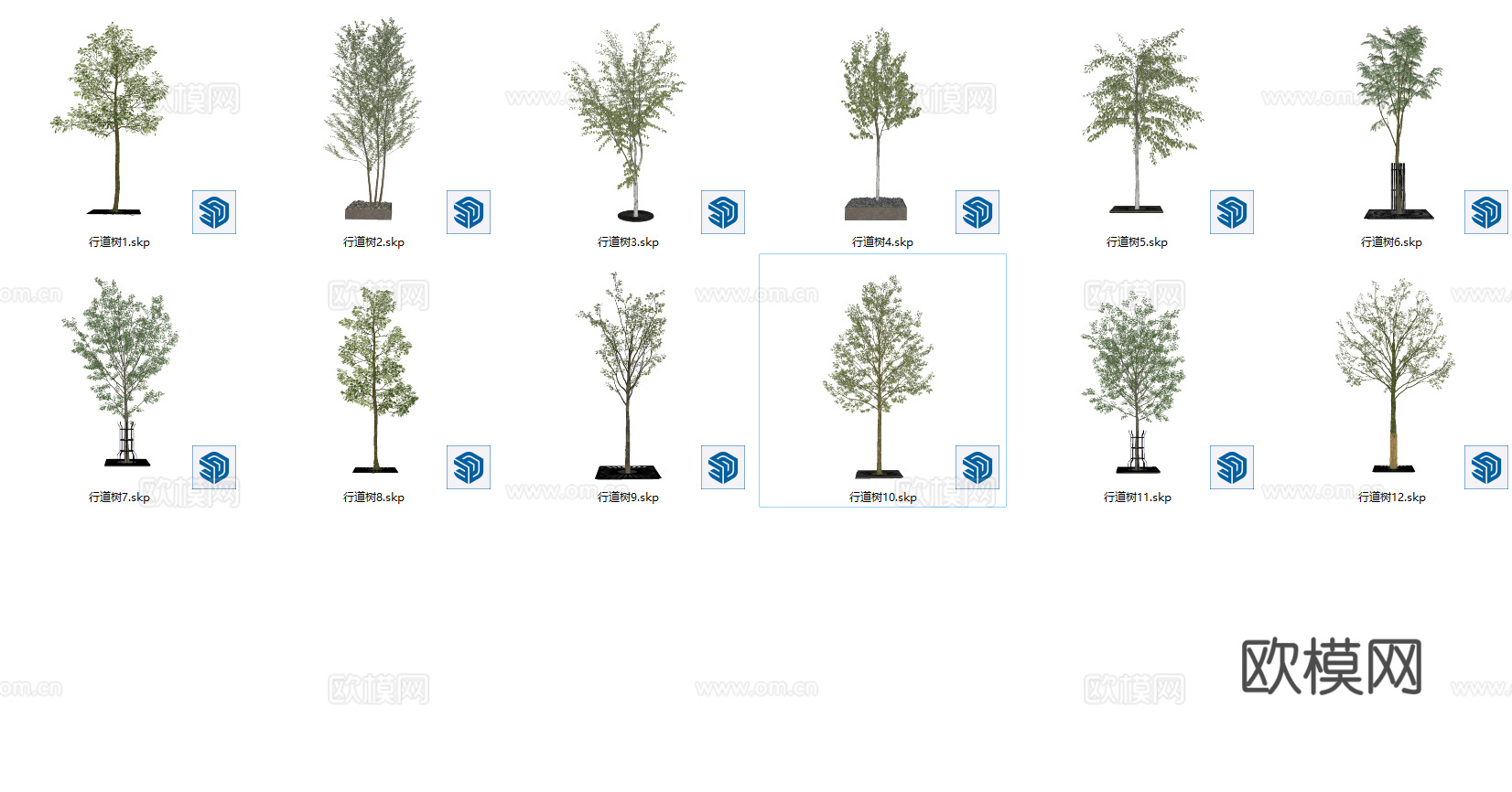 现代风格景观树_花乔_乔木_树木_紫荆树_紫薇树_紫叶李花su模型