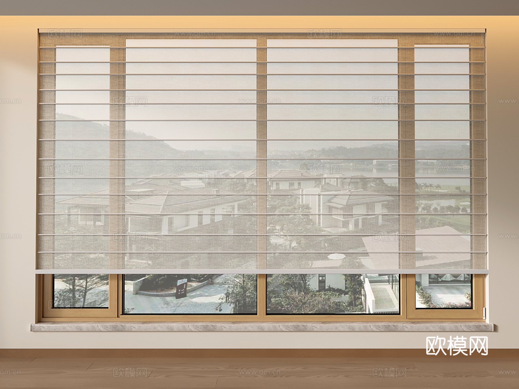 现代升降罗马帘 折叠帘 亚麻百叶帘 卷帘 梦幻帘su模型