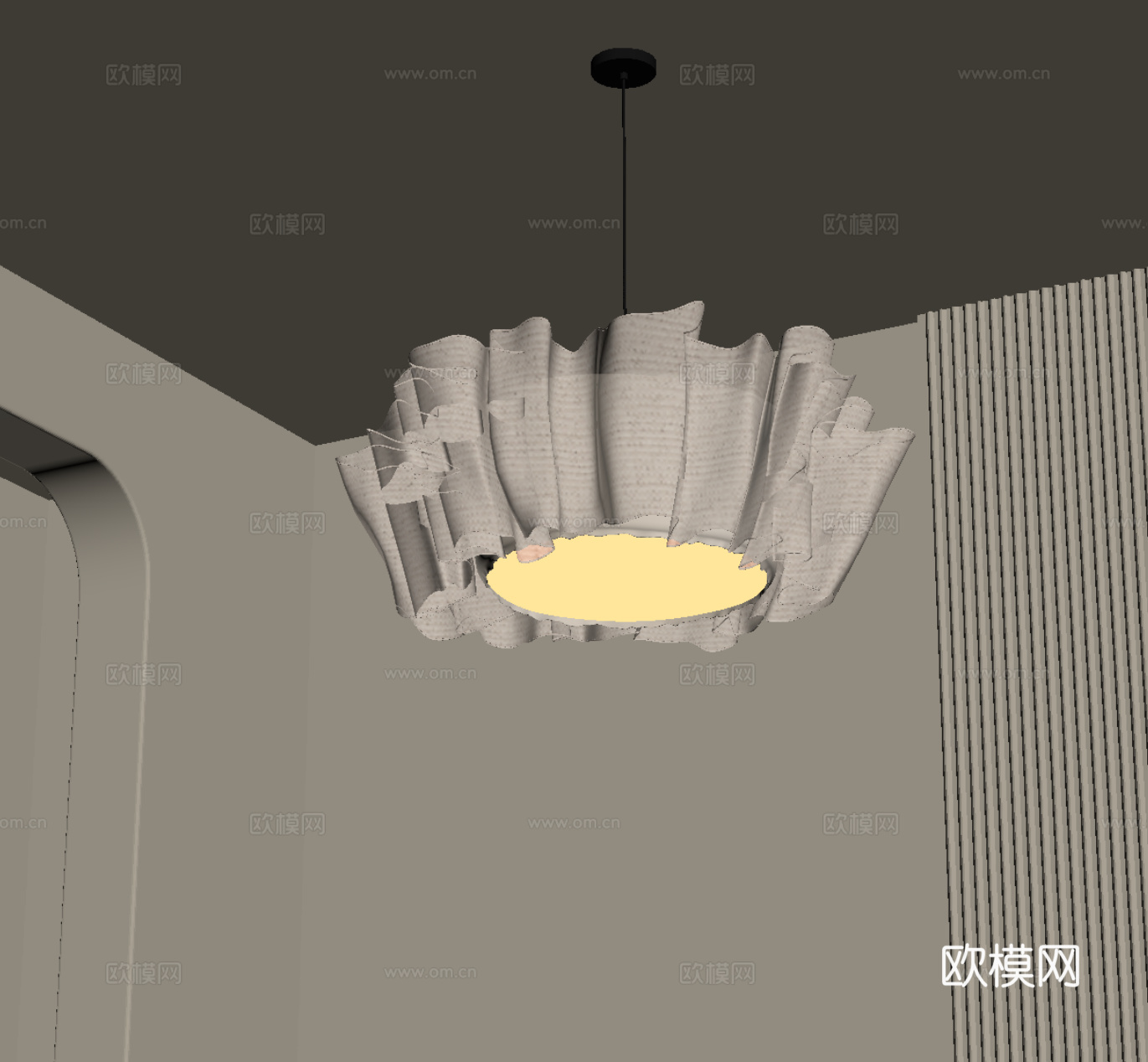 现代奶油风吊灯su模型