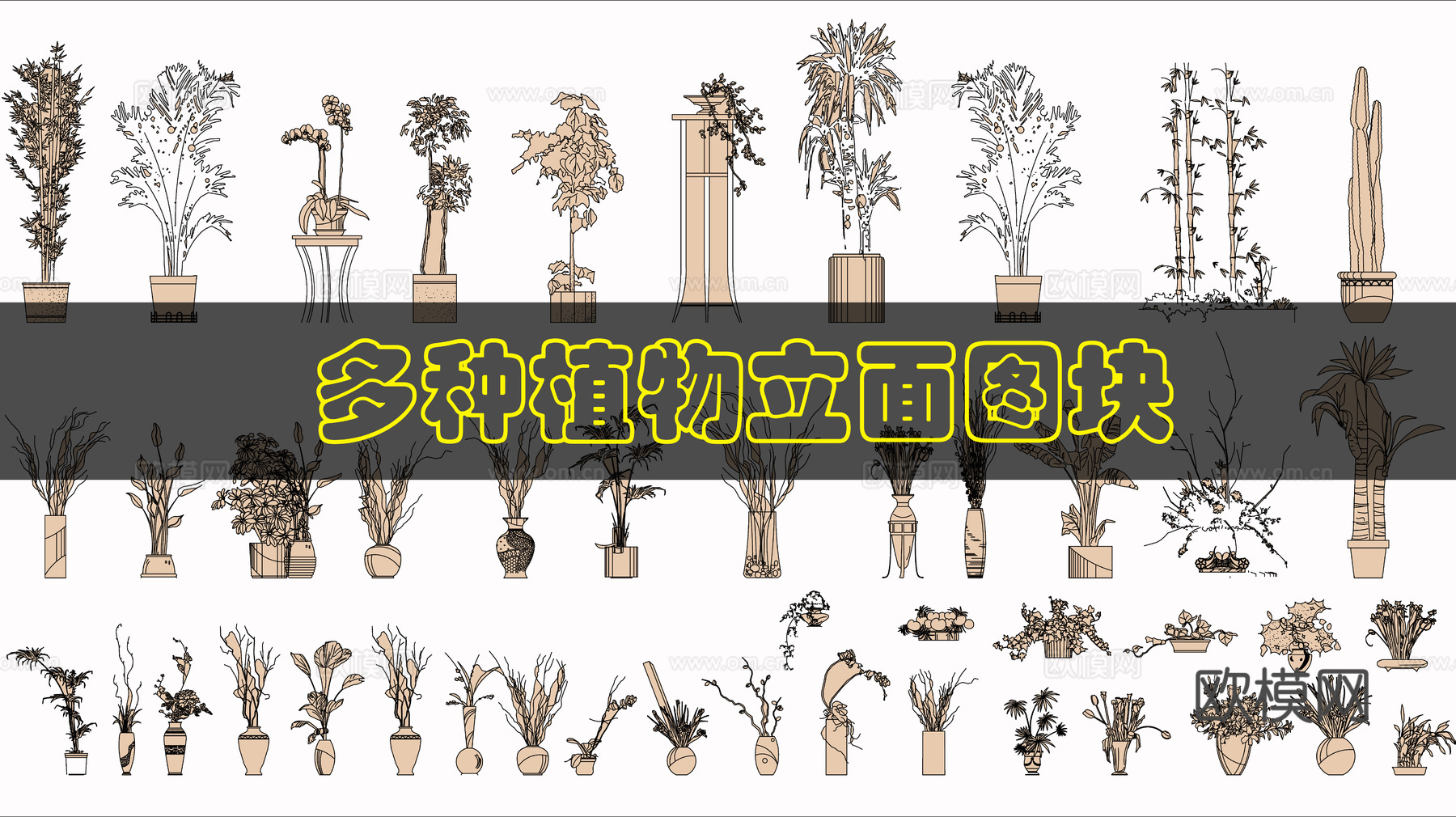 室内绿植图块cad施工图下载