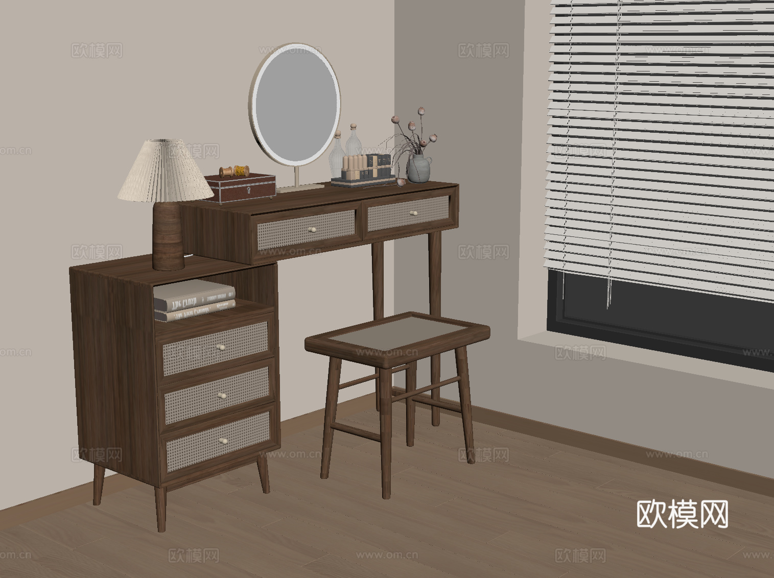 侘寂风梳妆台su模型