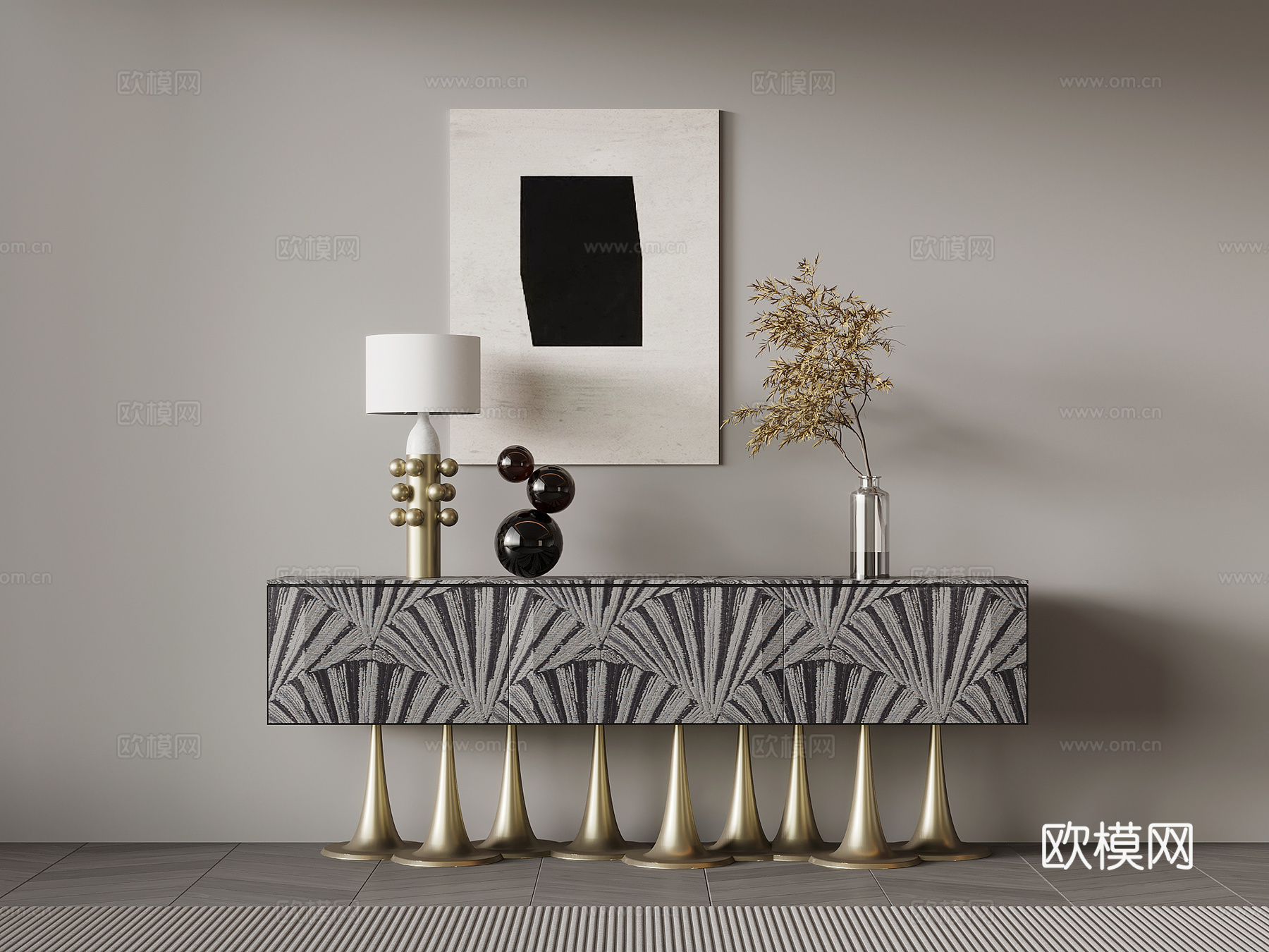 现代意式玄关柜 边柜 端景柜su模型