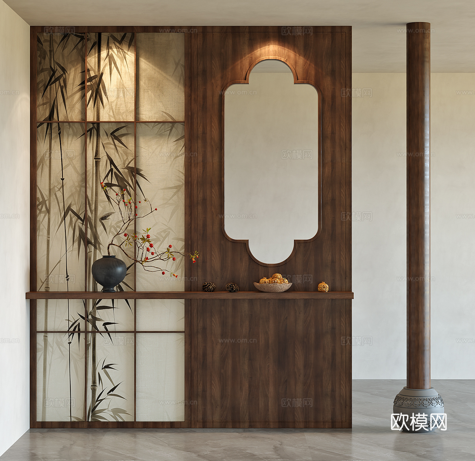 中式 宋氏 隔断 玄关3d模型下载