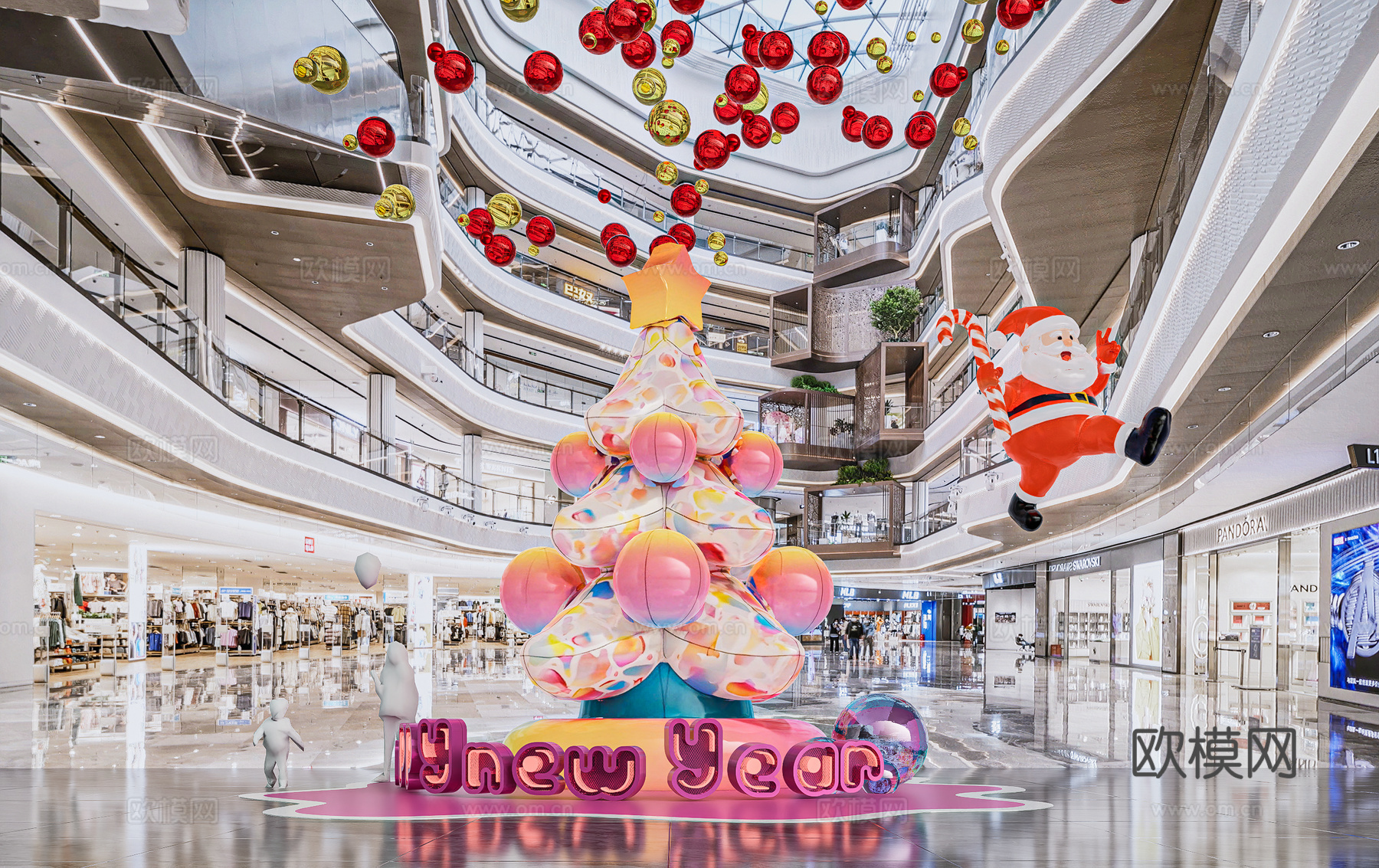 商场中庭春节美陈 商场中庭网通打卡 网红圣诞节圣诞树 网红圣su模型