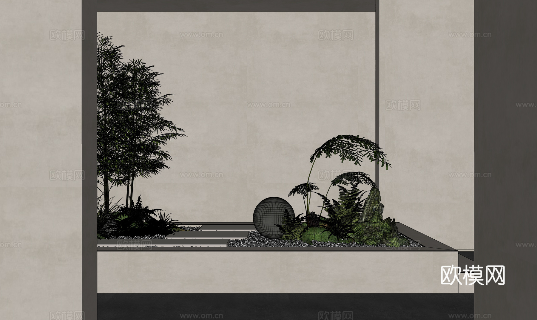 微景观 花镜 小品 造景 绿化 景观 组团su模型