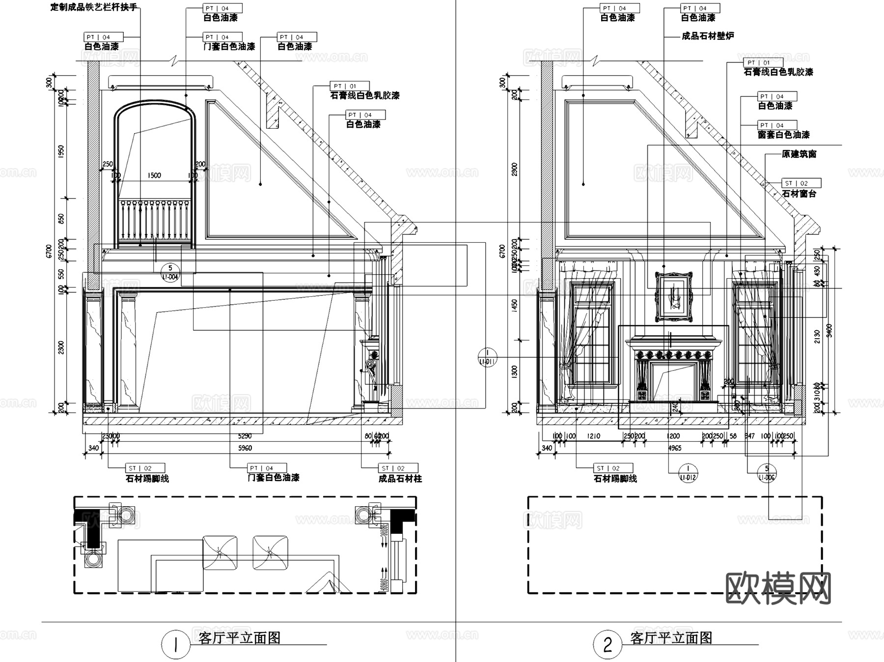 青岛山水太和月光A6#别墅室内家装CAD施工图整套cad施工图