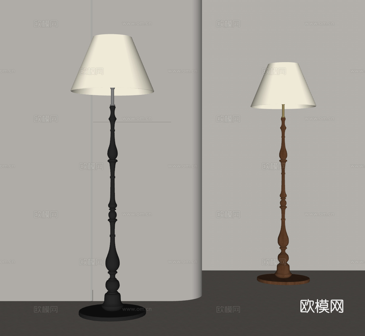 法式复古落地灯su模型