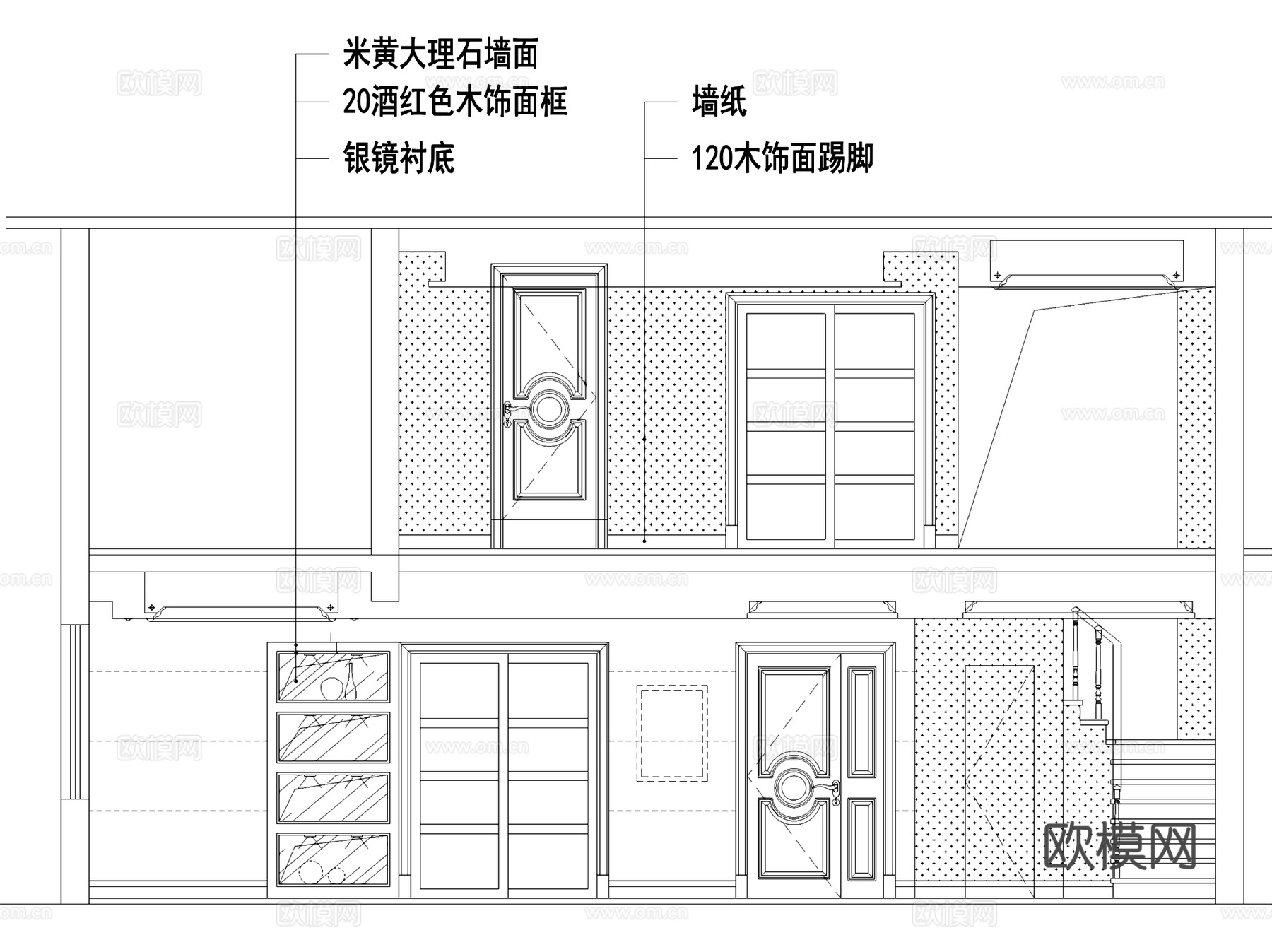 欧式二层跃层室内家装CAD施工图cad施工图