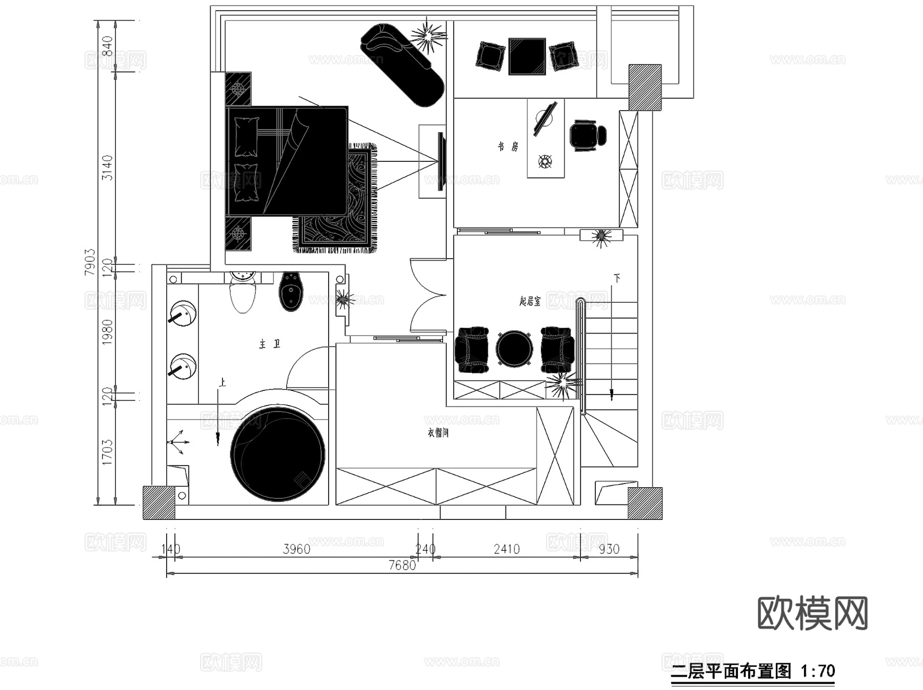 欧式二层别墅室内家装CAD施工图cad施工图