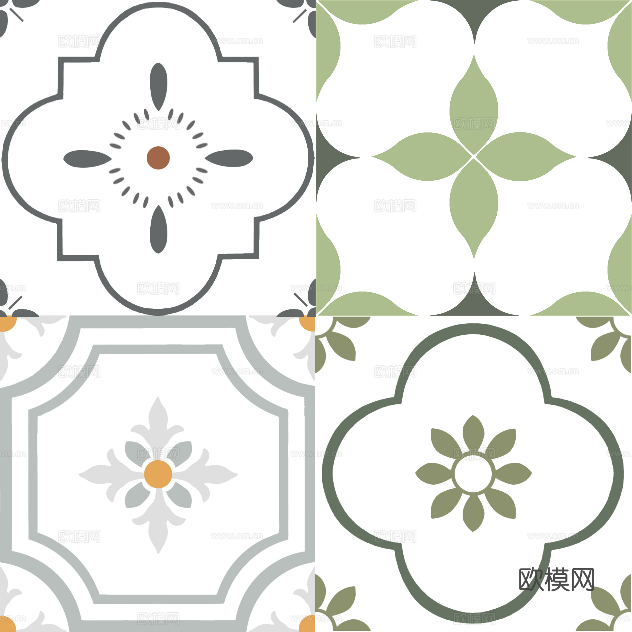 现代无缝小清新碎花瓷砖贴图