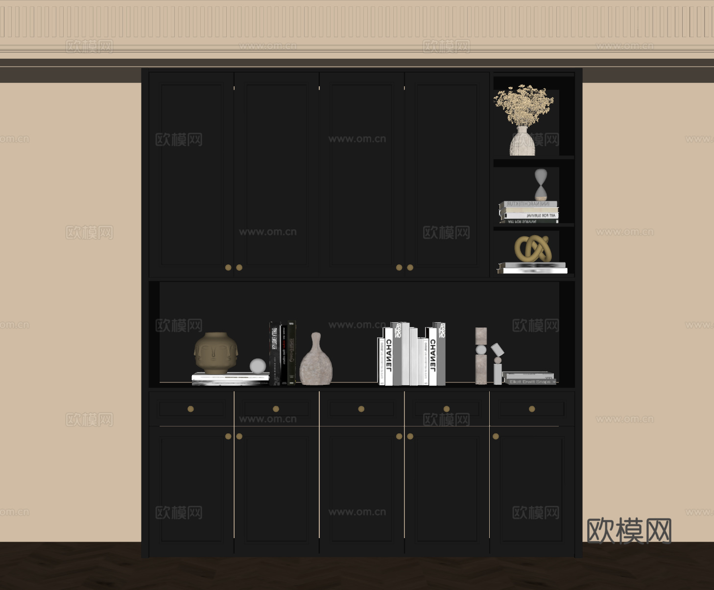 法式复古书柜su模型