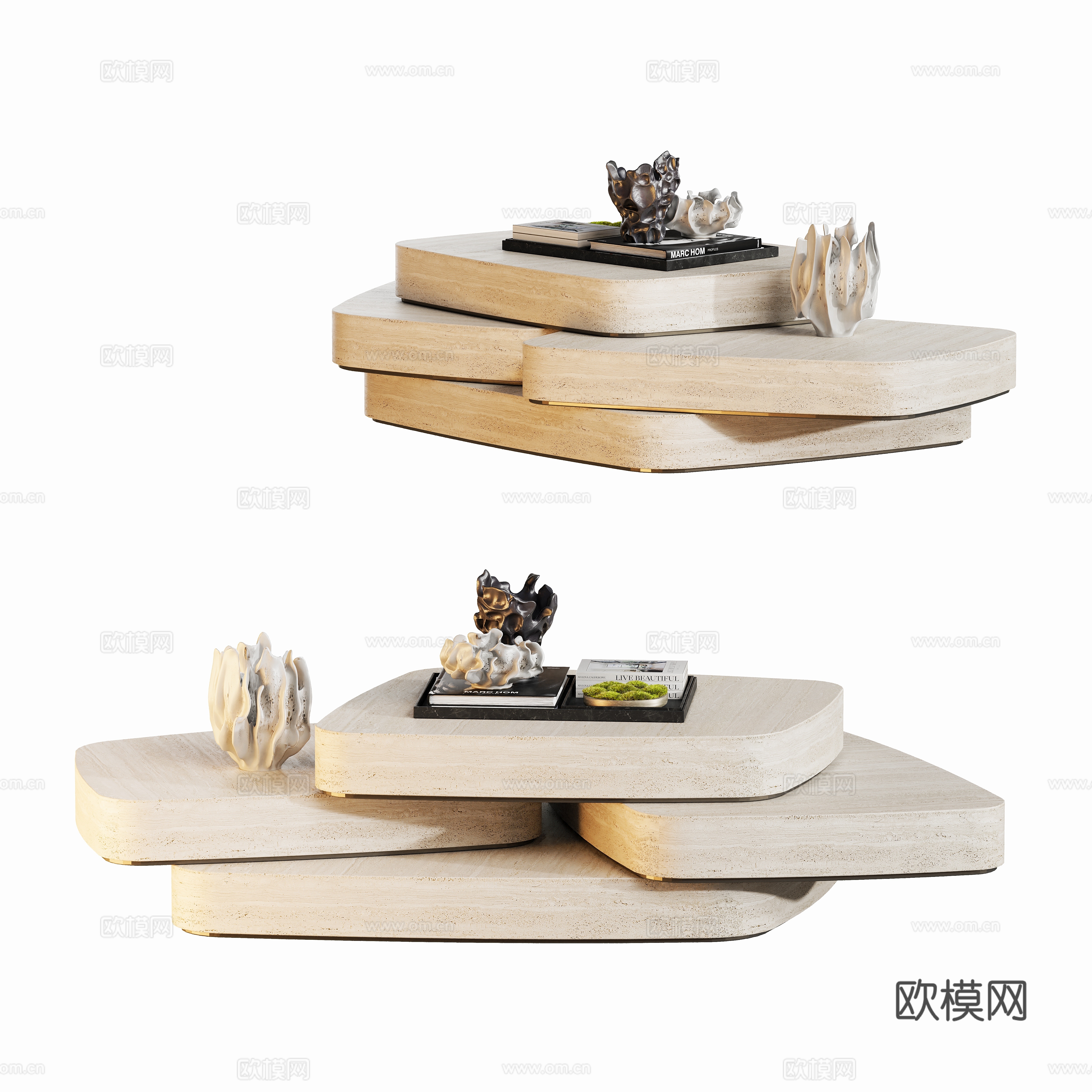 现代石材客厅茶几免费3d模型下载（渲染图1）