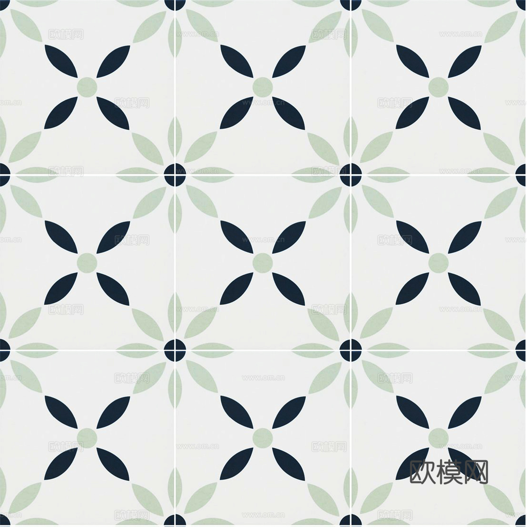 无缝小清新绿色简约拼花瓷砖