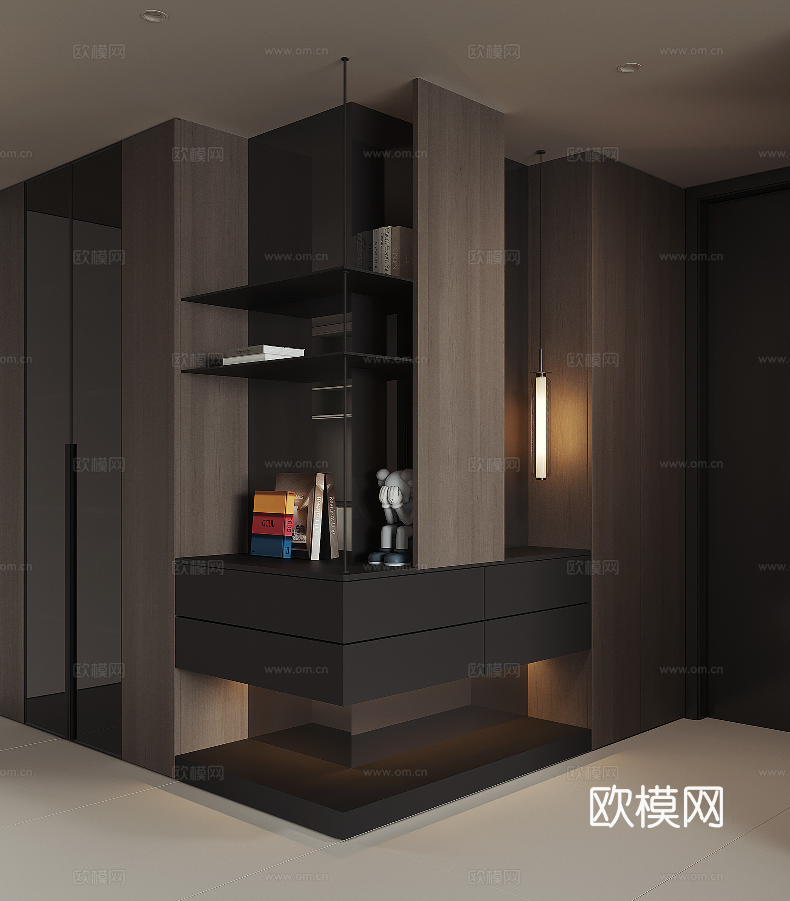 现代入户转角鞋柜su模型