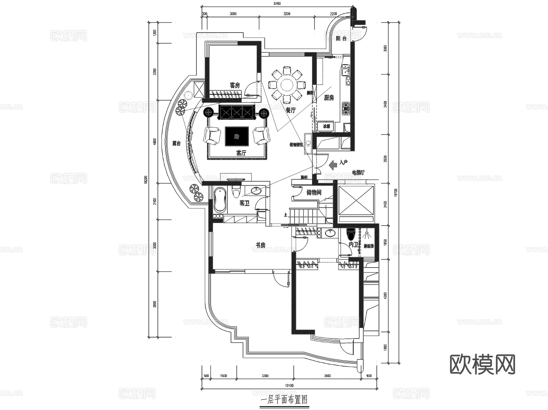 欧式二层跃层室内家装CAD施工图cad施工图
