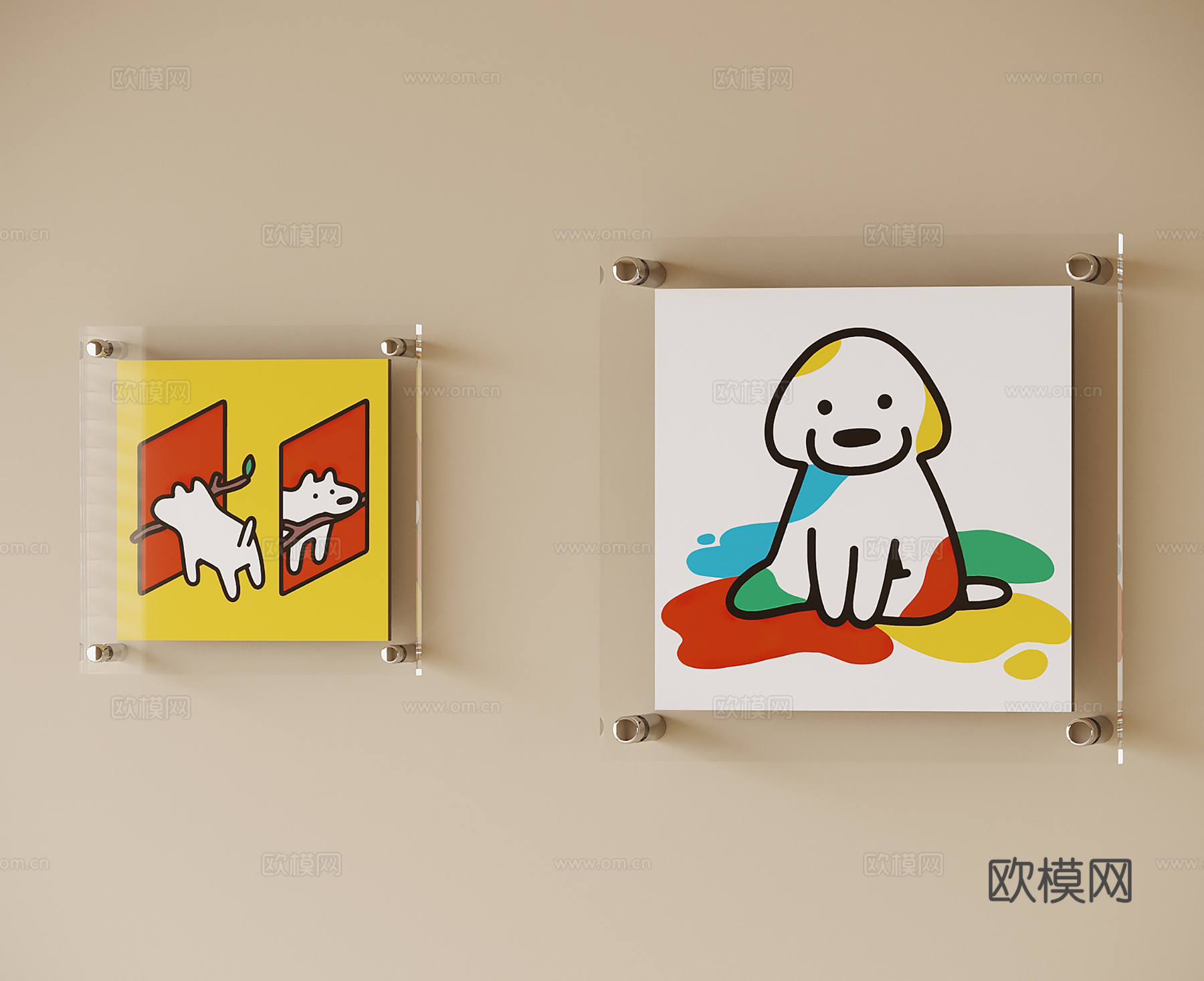 现代儿童挂画 装饰画su模型