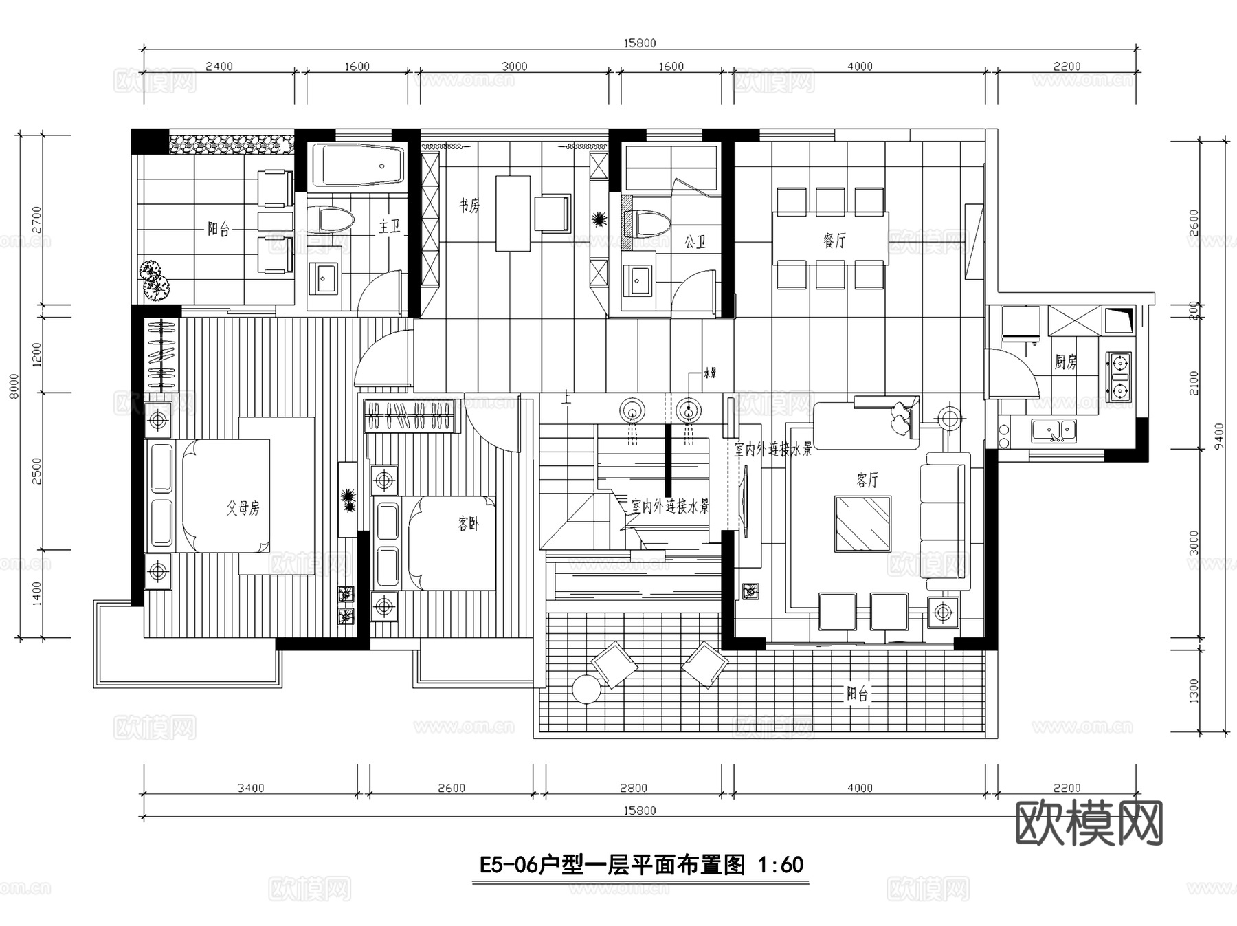 民发大观天下E5-06复式室内家装CAD施工图cad施工图