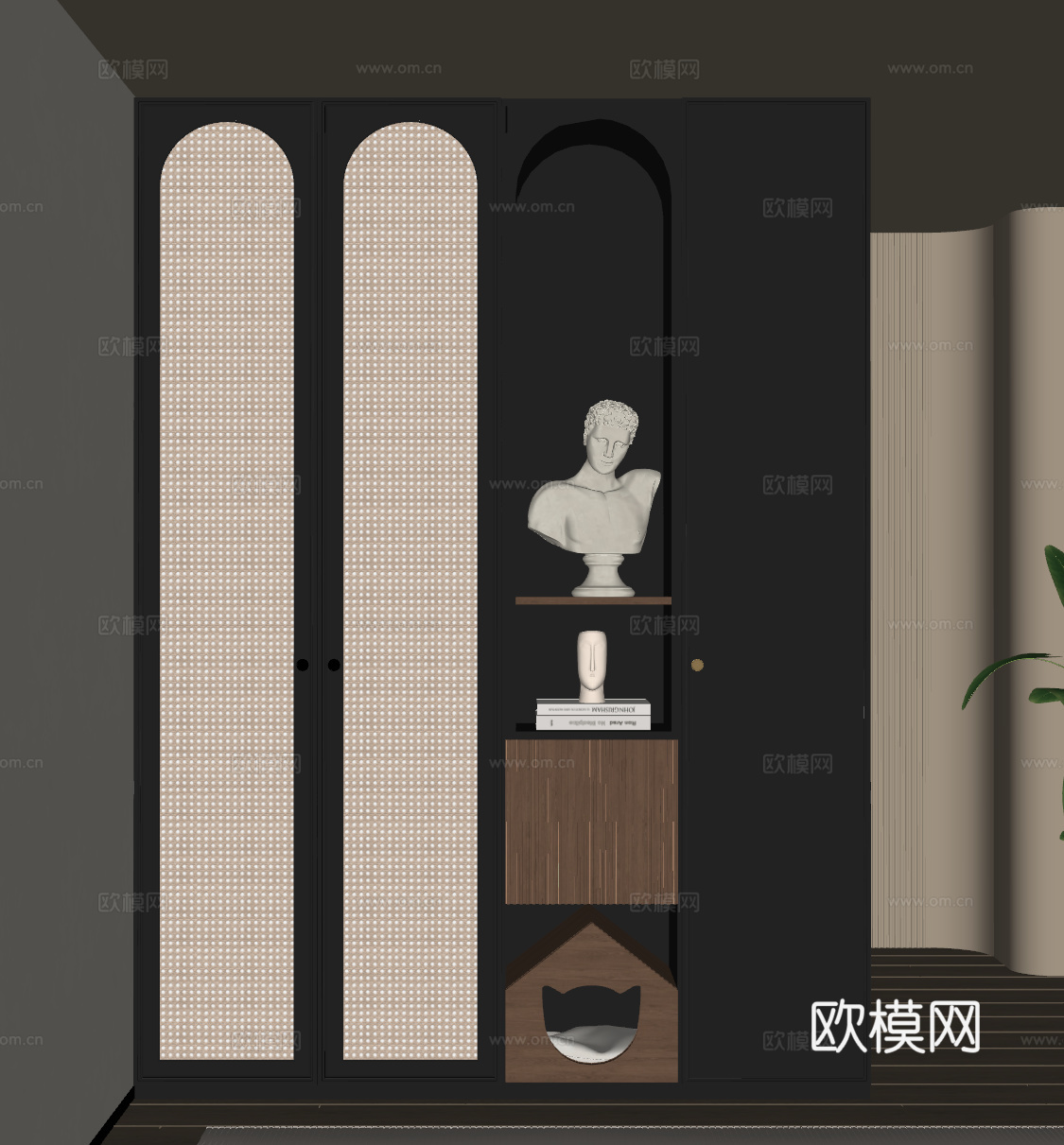 法式复古玄关 鞋柜 玄关柜su模型