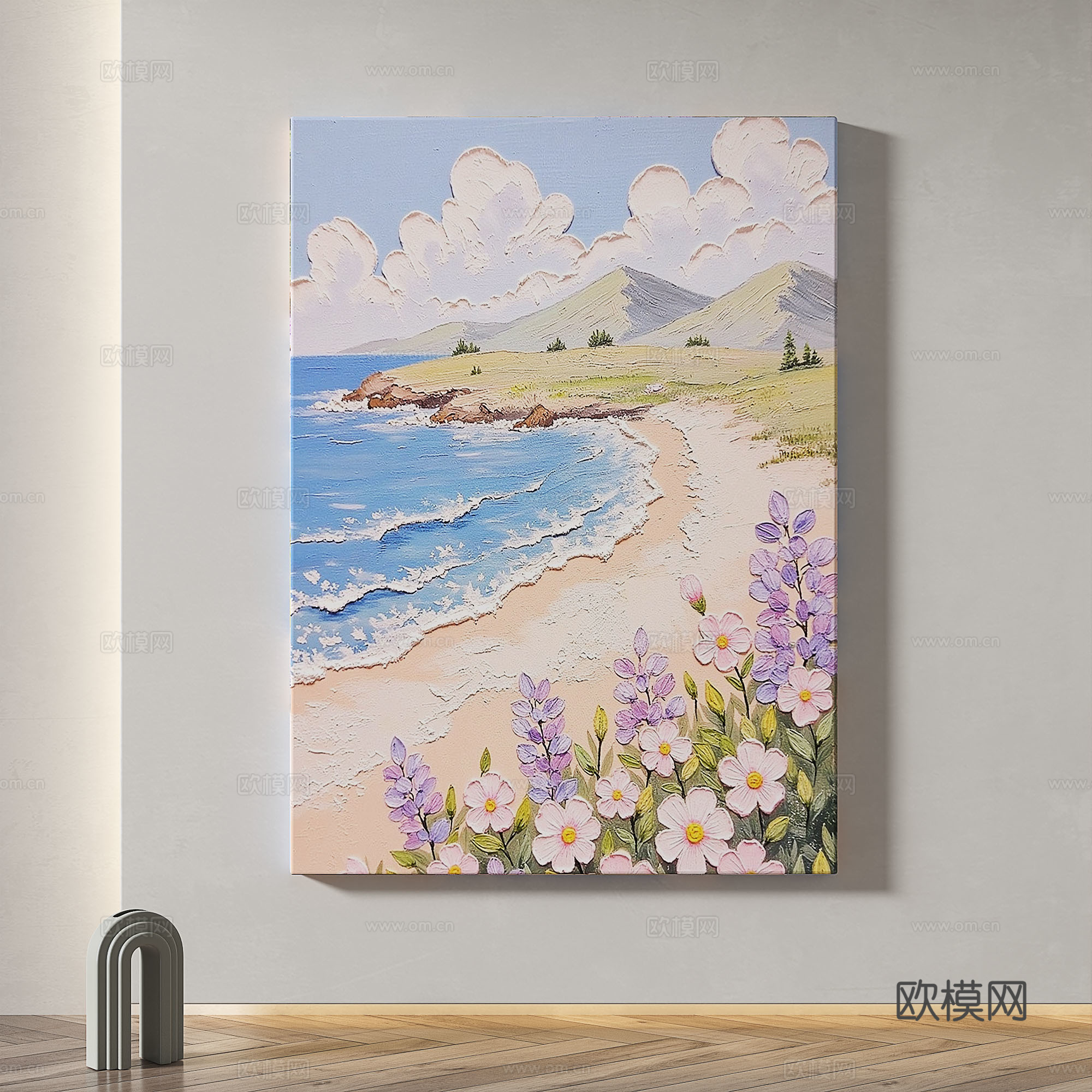 现代，奶油风，轻奢，肌理，简约，装饰画3d模型下载