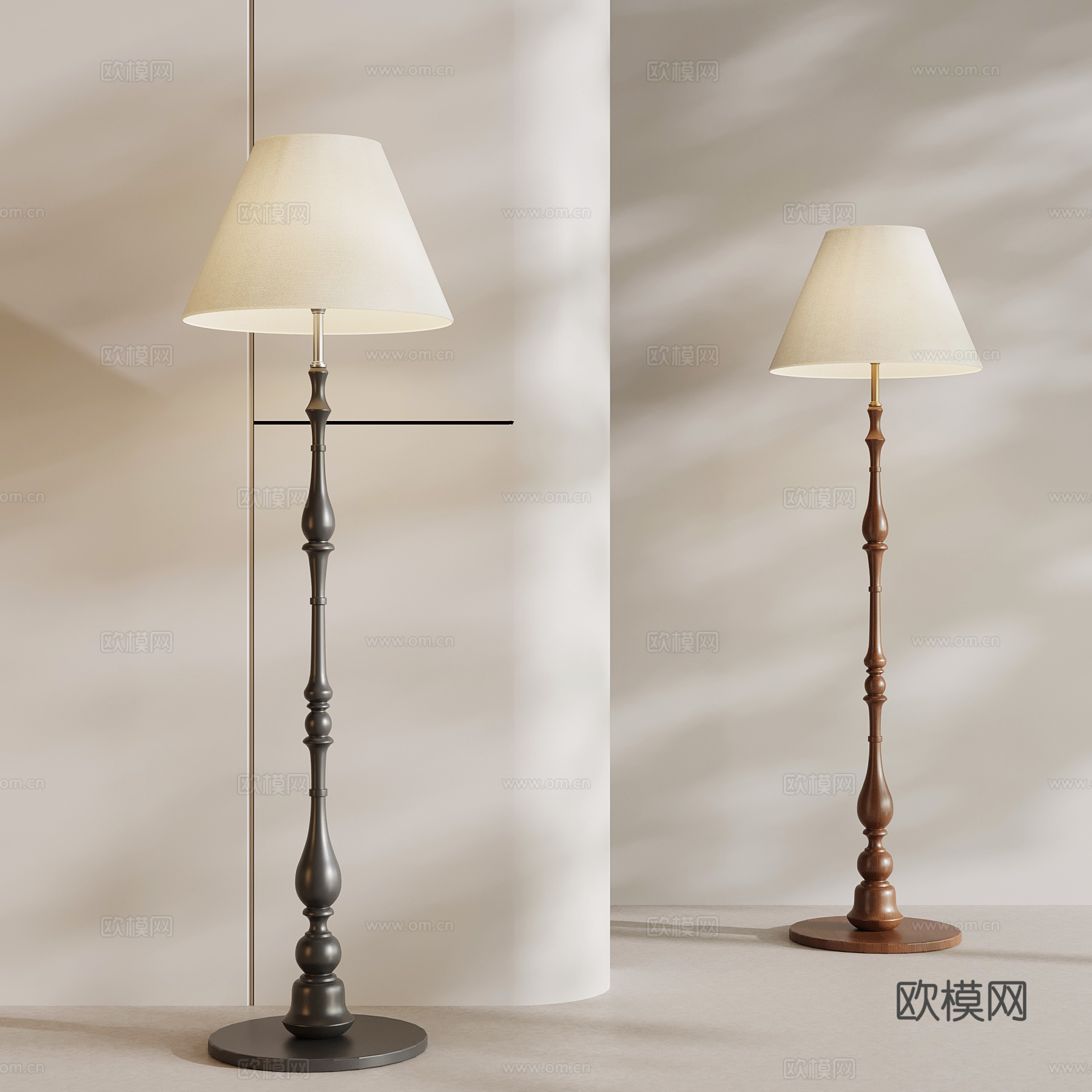 法式复古落地灯3d模型