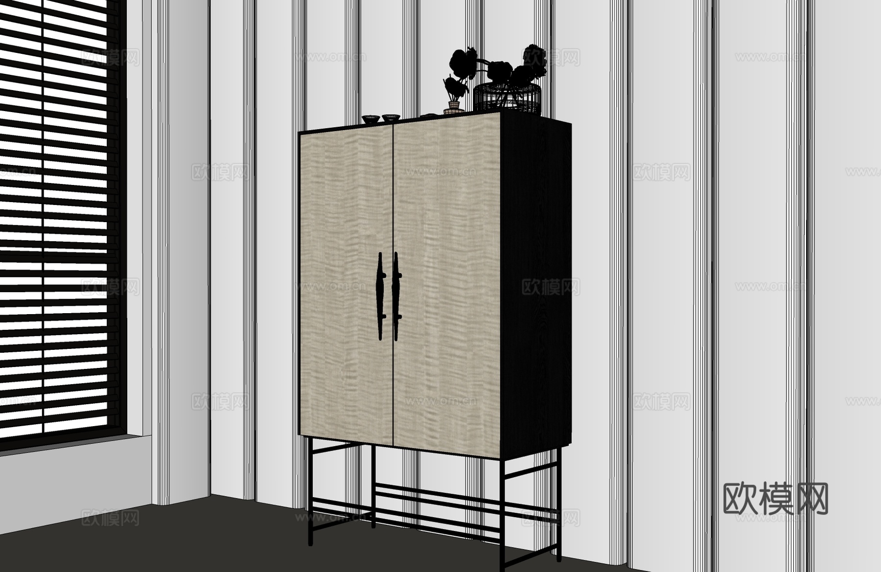 现代意式装饰柜 现代意式边柜 现代意式衣柜su模型