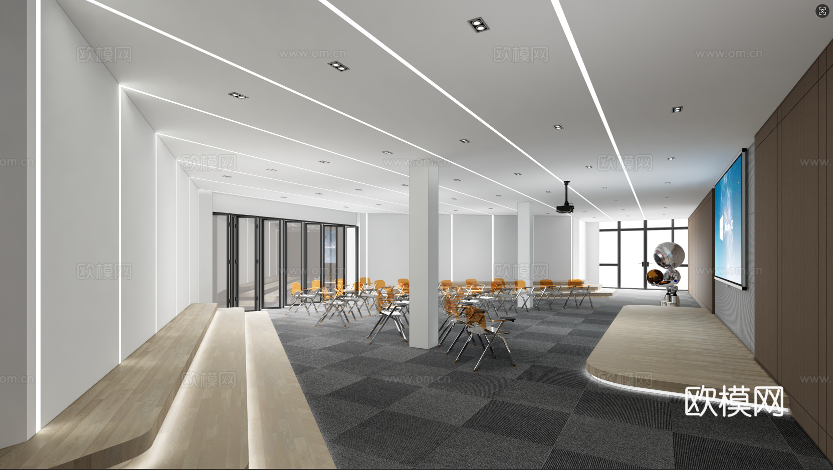 现代报告厅 路演厅 汇报厅 讲台su模型
