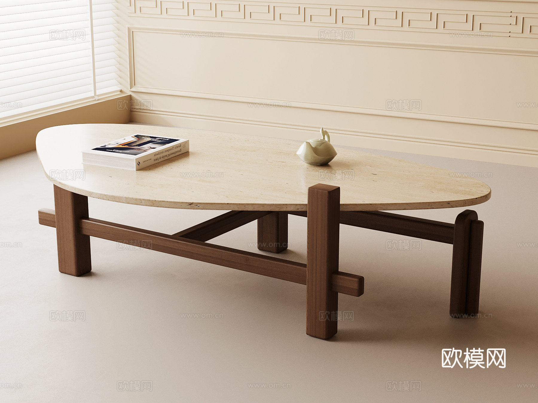 侘寂中古茶几su模型