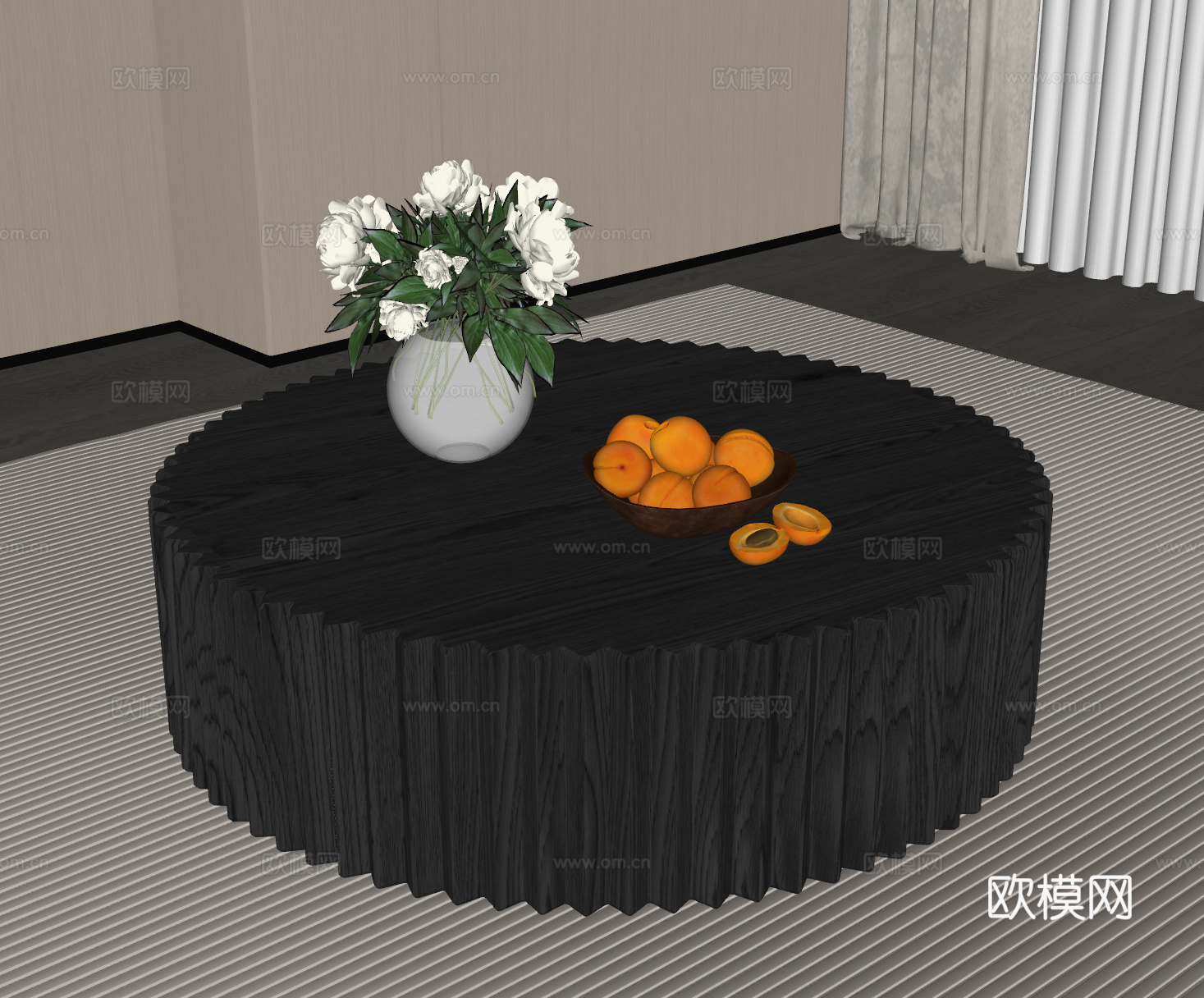 现代意式茶几 异形茶几 实木茶几su模型