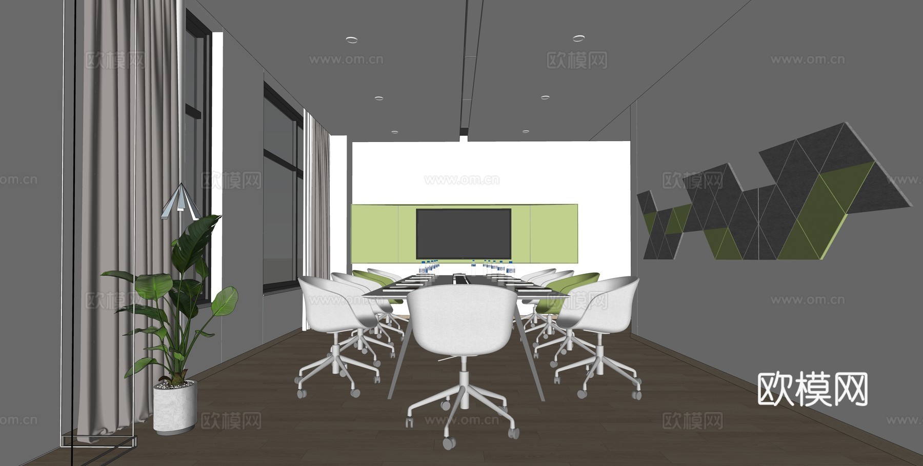 现代会议室_小型会议室_大型会议室_会议室_培训室_会议室桌su模型
