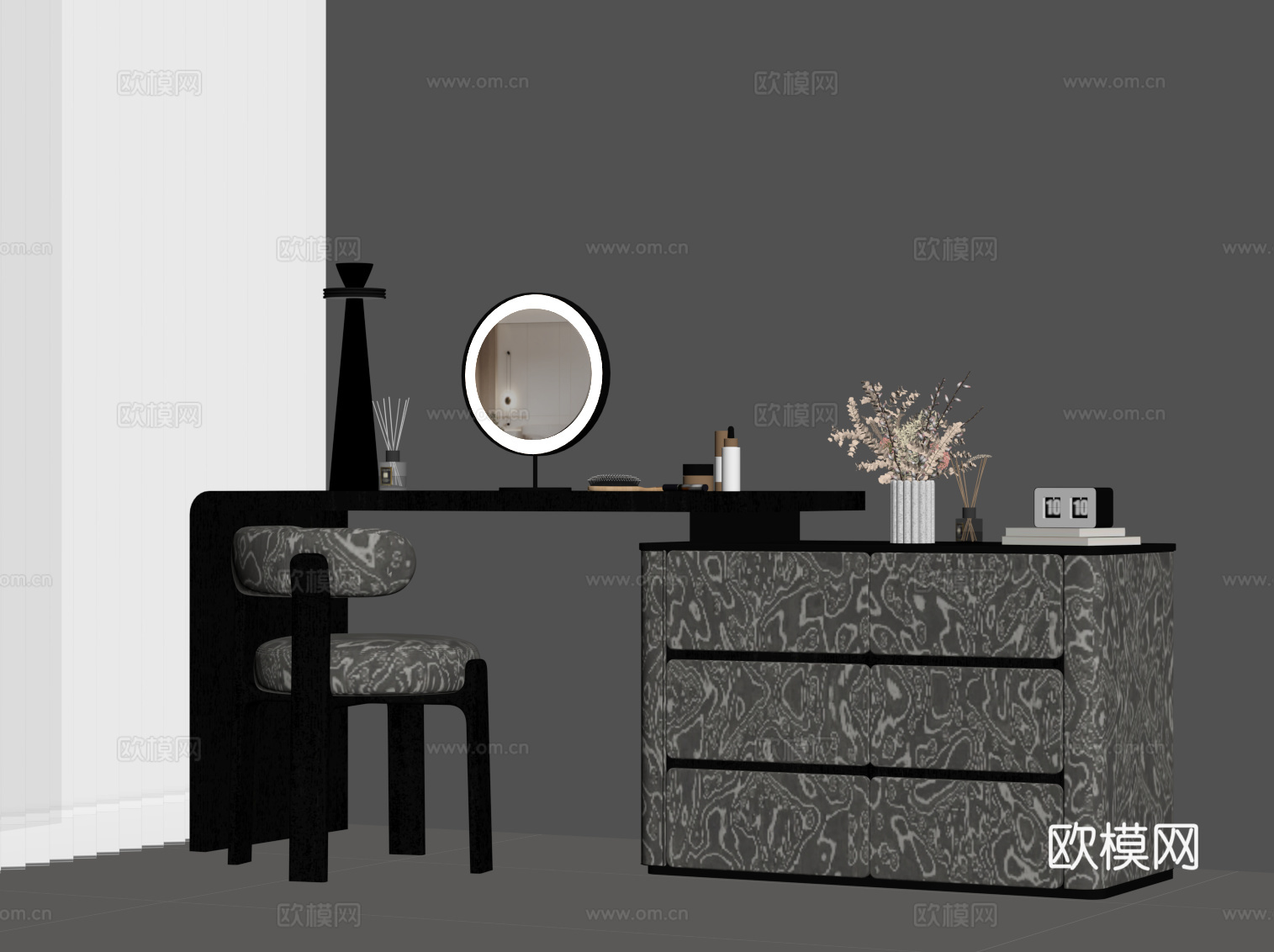 现代意式梳妆台su模型