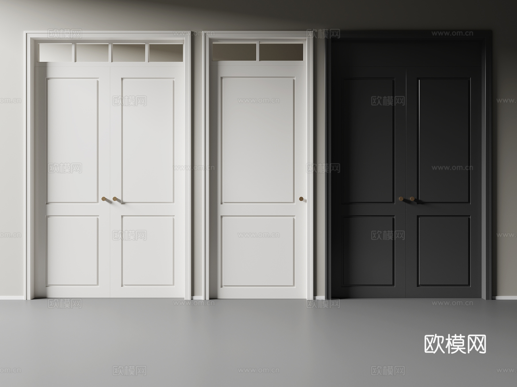 现代单开门 双开门 卧室门su模型