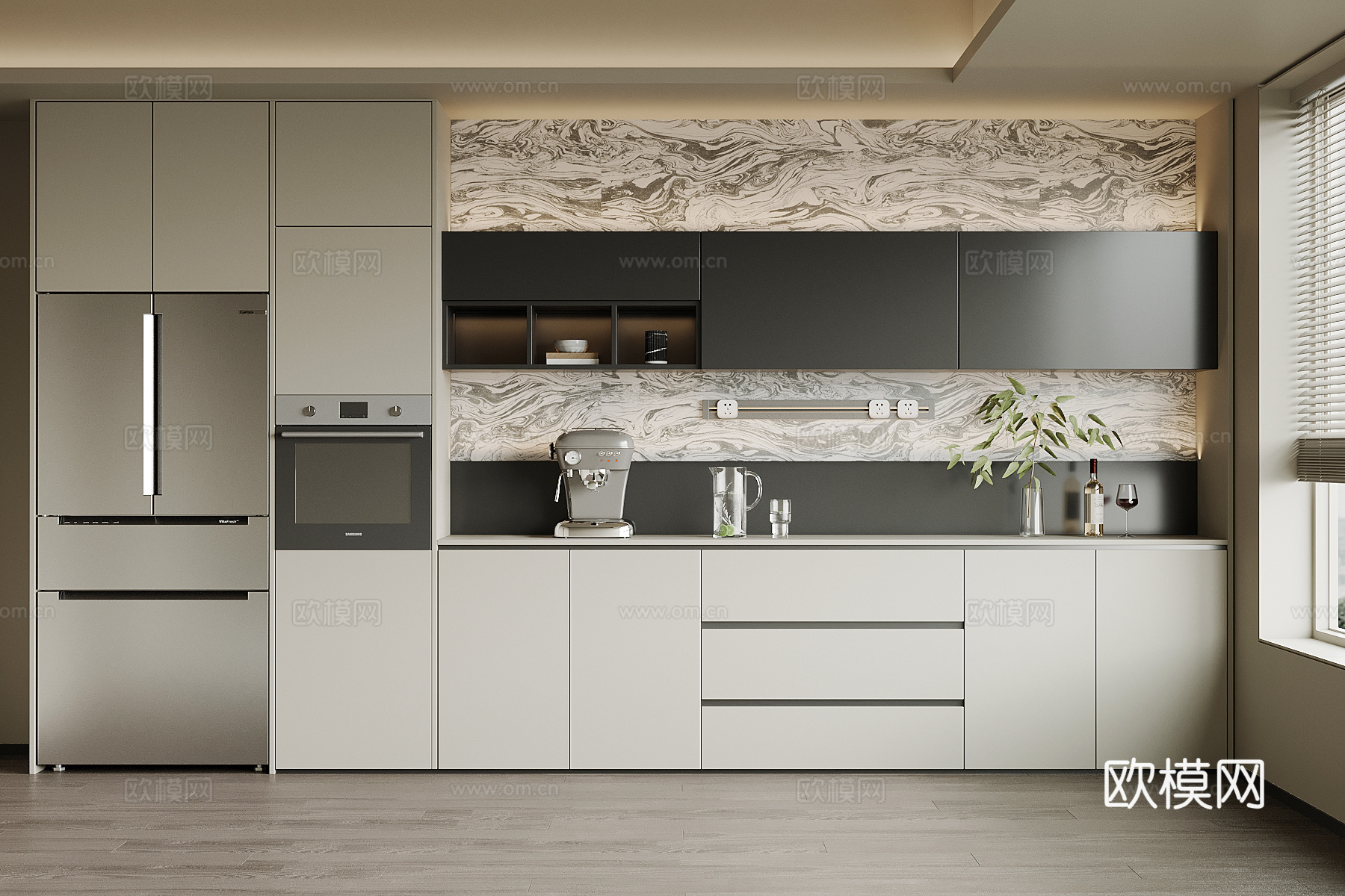 现代餐边柜 橱柜su模型