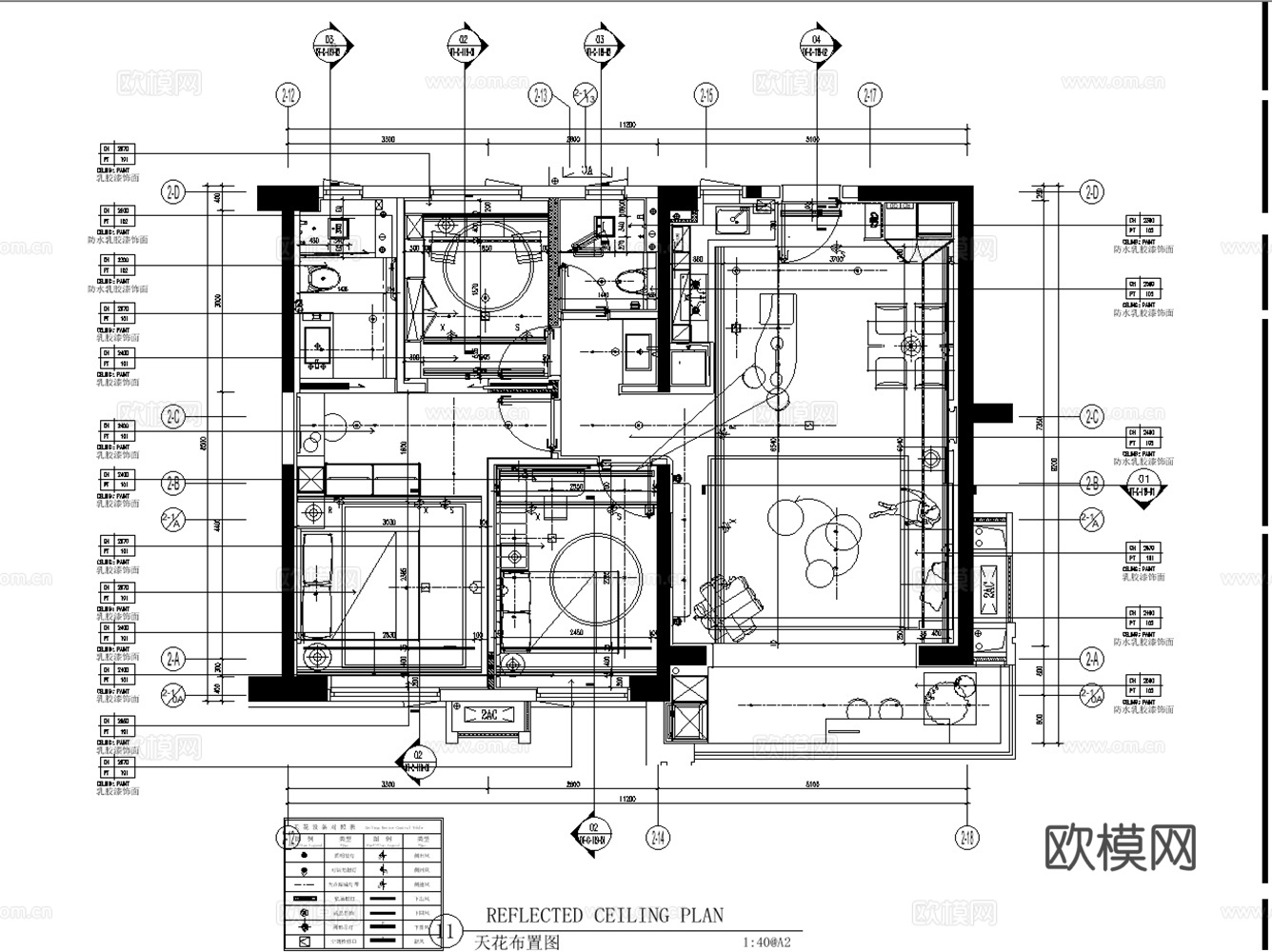 15套现代3室精装修样板房大户型洋房大平层全套施工图cad施工图