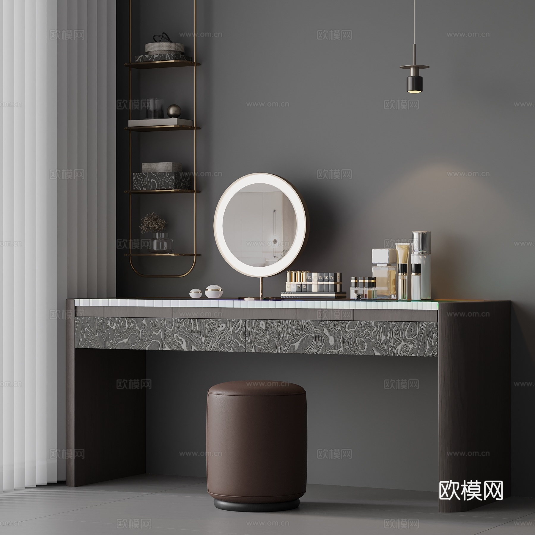 现代意式梳妆台su模型