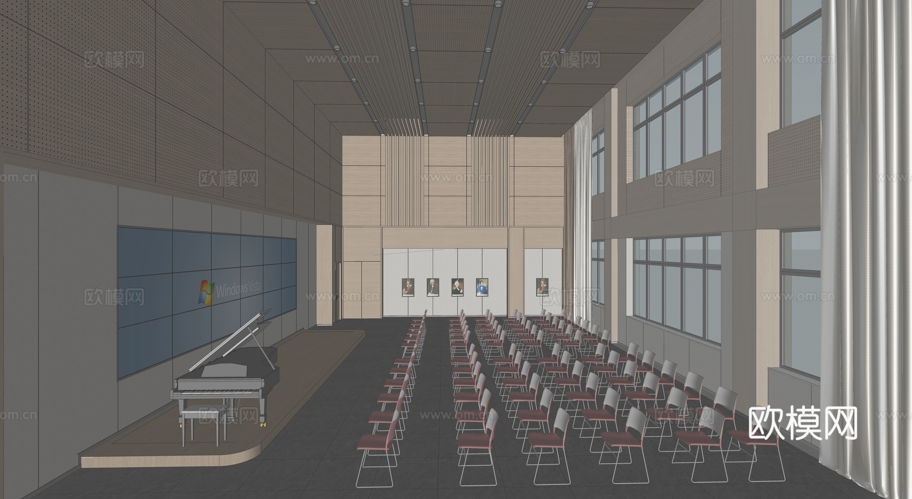 现代报告厅_多功能报告厅_报告厅_音乐教室_剧院su模型