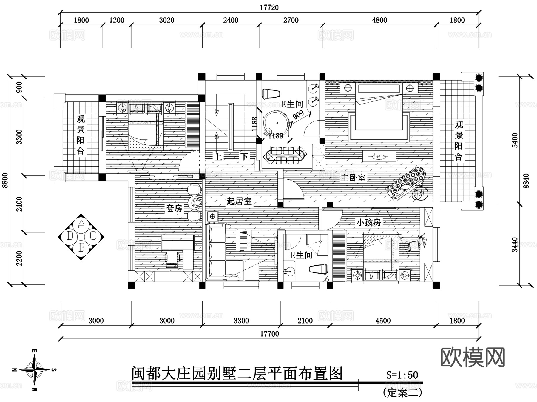 闽都大庄园二层别墅室内家装CAD施工图cad施工图