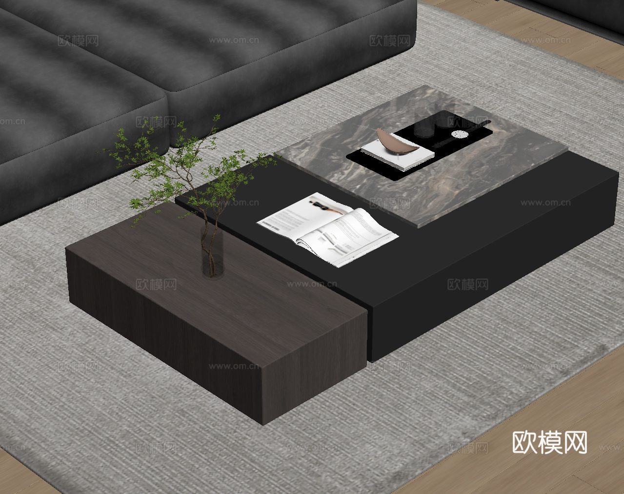 现代意式茶几 极简茶几su模型