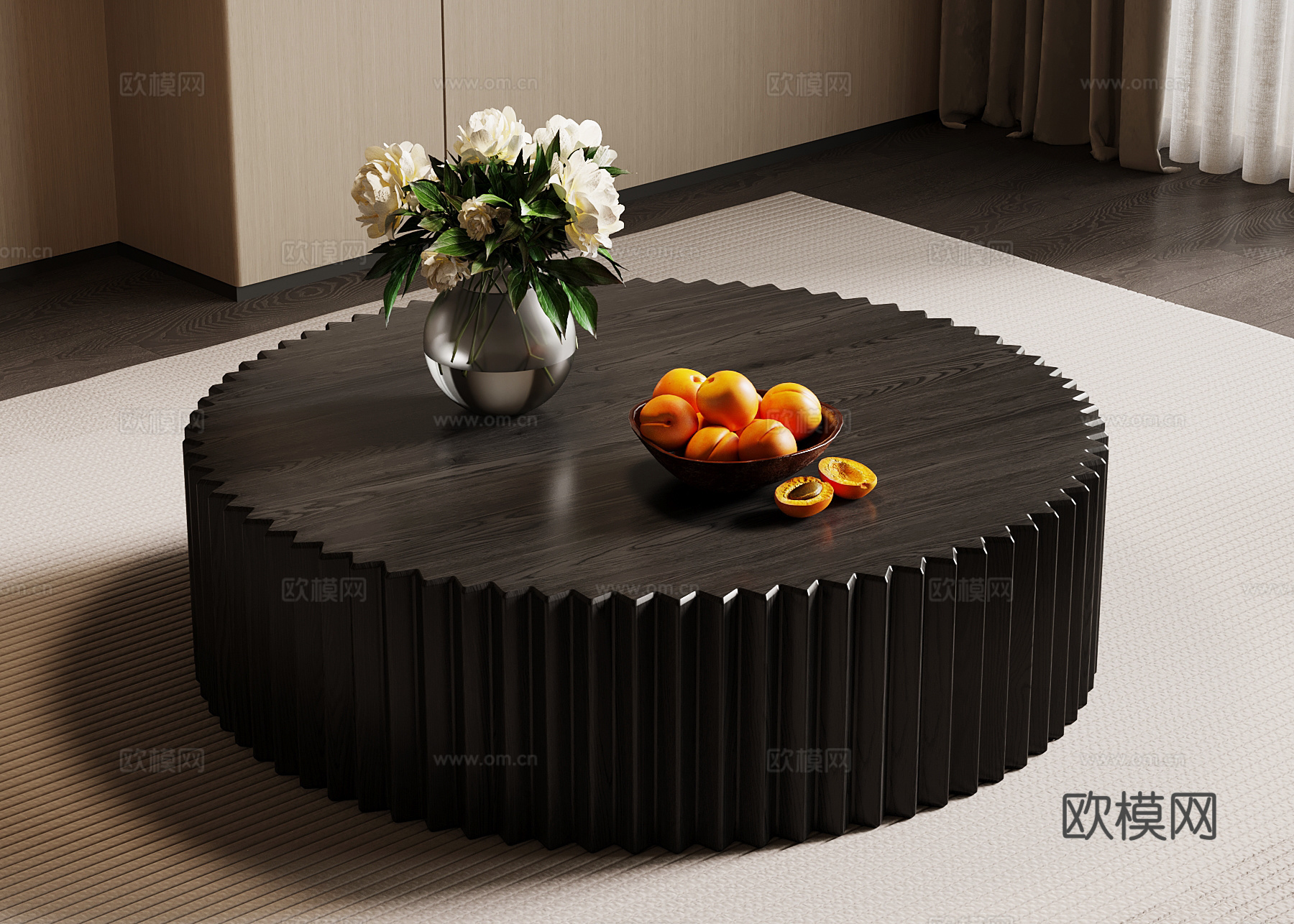 现代意式茶几 异形茶几 实木茶几su模型