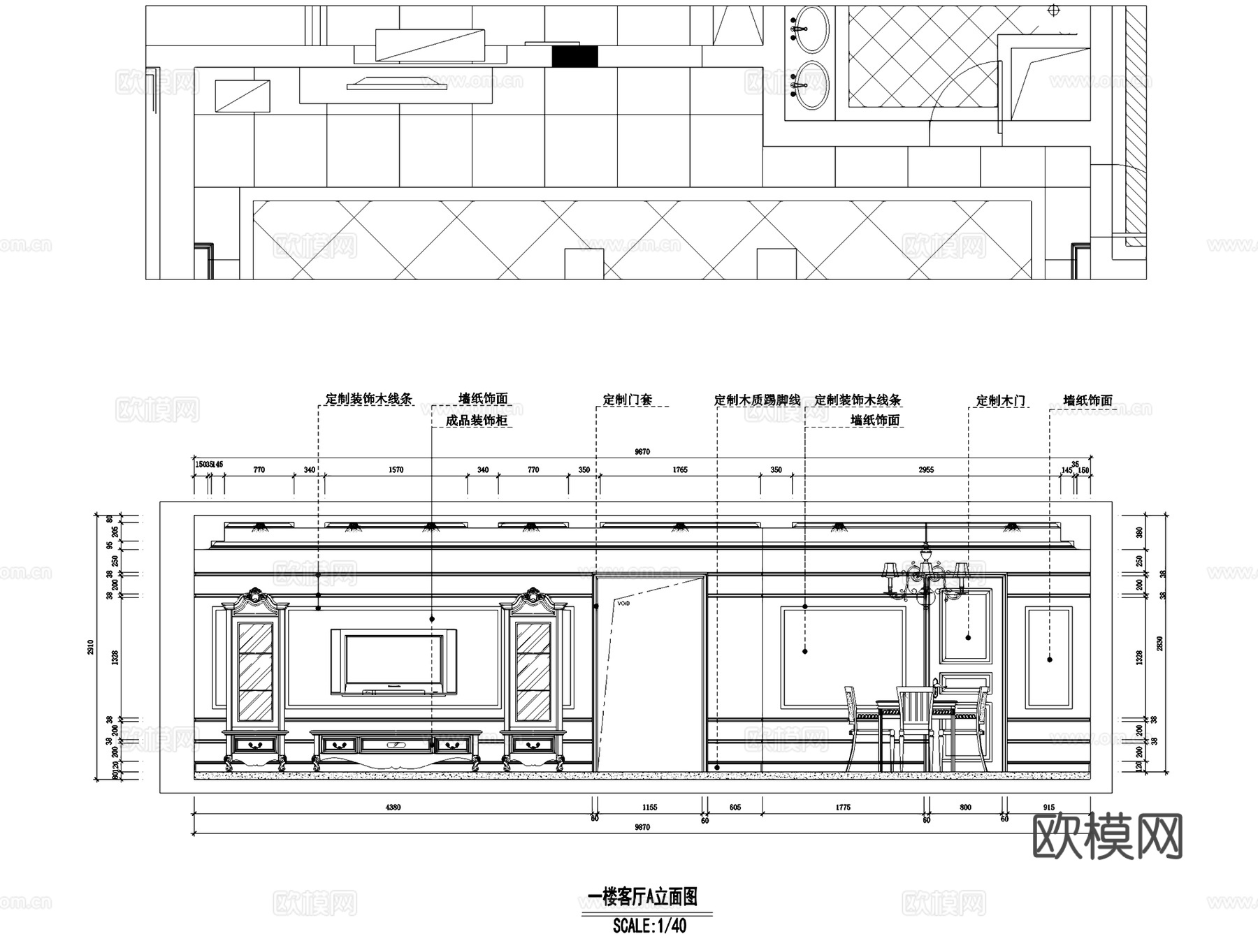 南京湖滨世纪花园美式私宅跃层室内家装CAD施工图cad施工图